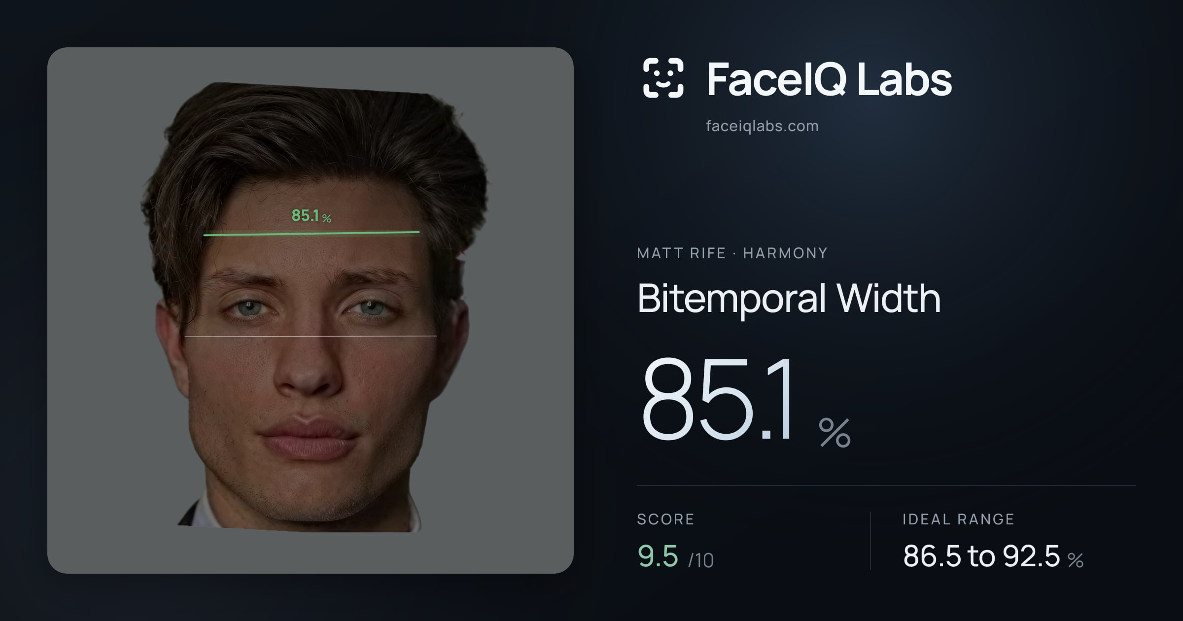 Matt Rife Bitemporal Width: 85.1%, drawn on the photo