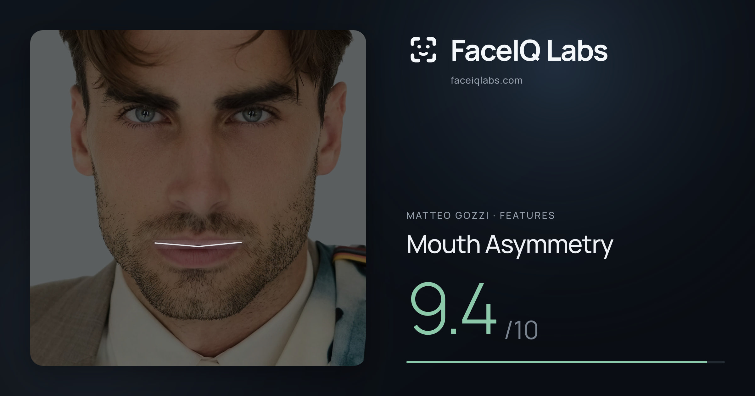 Matteo Gozzi Mouth Asymmetry: 9.4/10, drawn on the photo