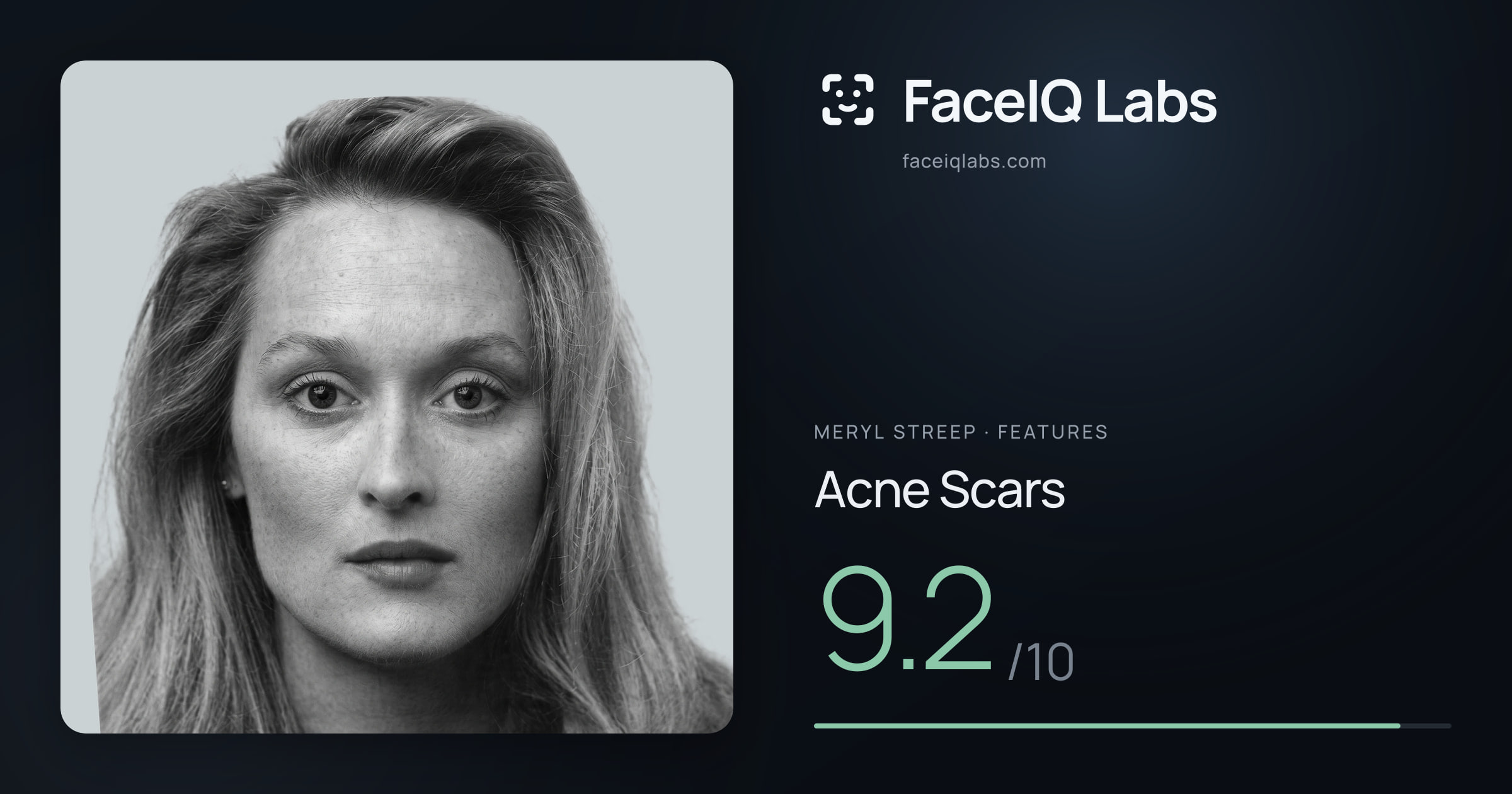 Meryl Streep Acne Scars: 9.2/10, drawn on the photo
