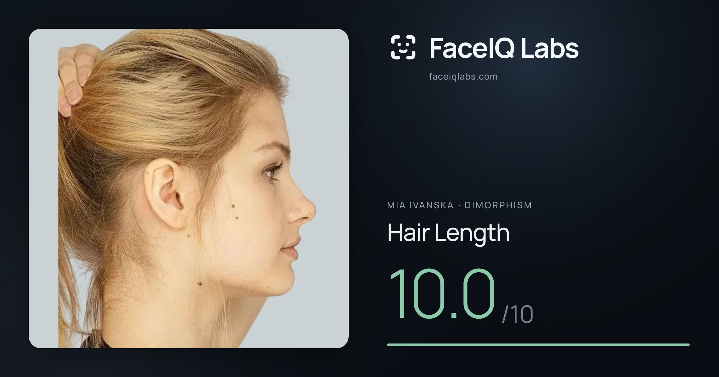 Mia Ivanska Hair Length: 10.0/10, drawn on the photo
