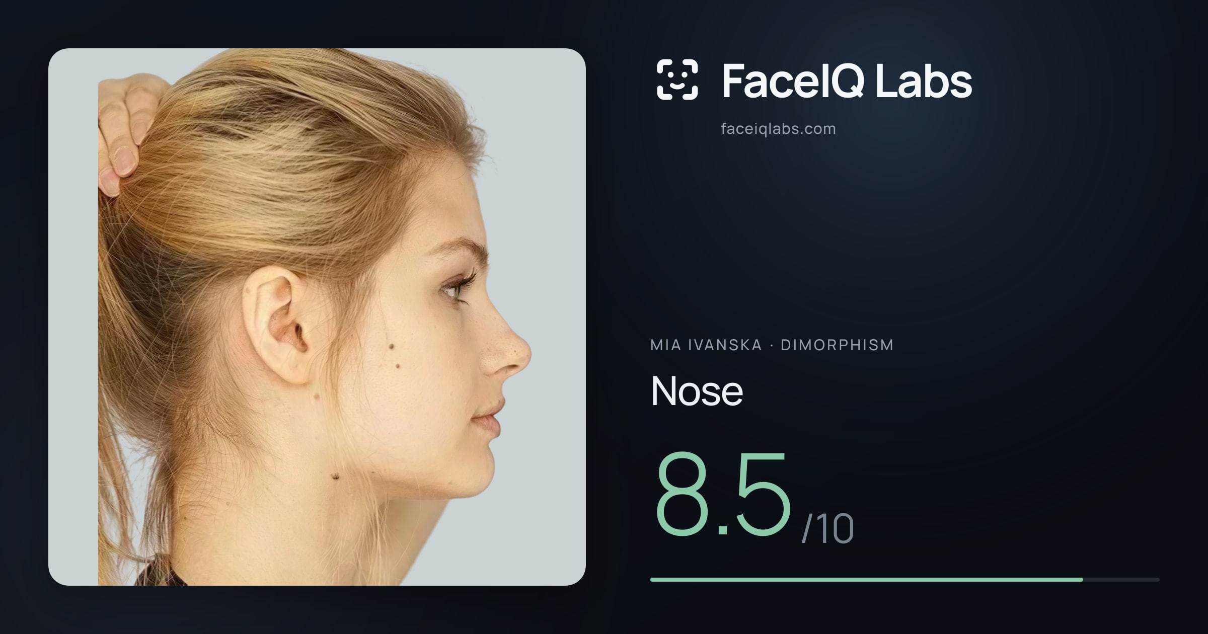 Mia Ivanska Nose: 8.5/10, drawn on the photo