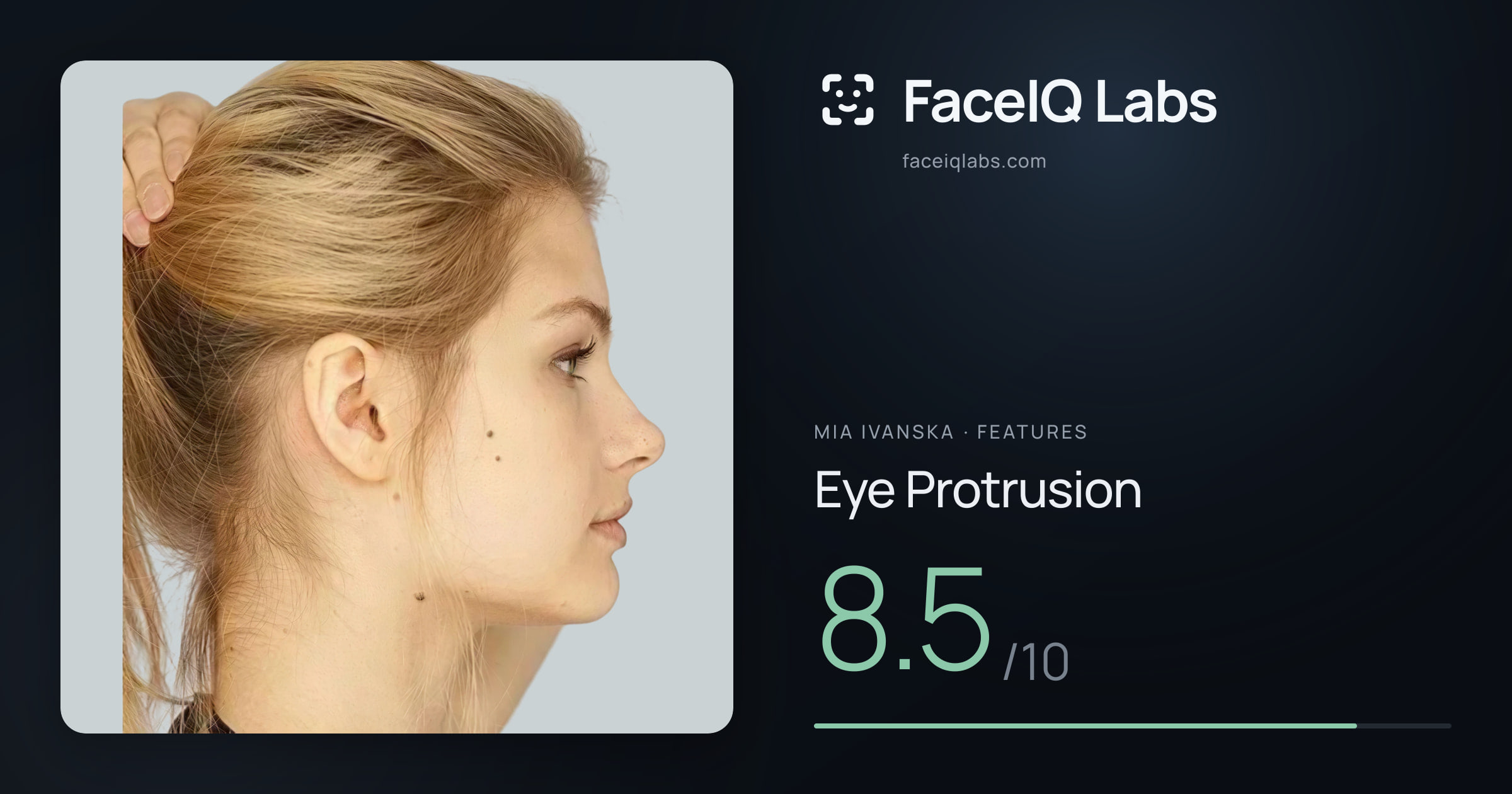 Mia Ivanska Eye Protrusion: 8.5/10, drawn on the photo