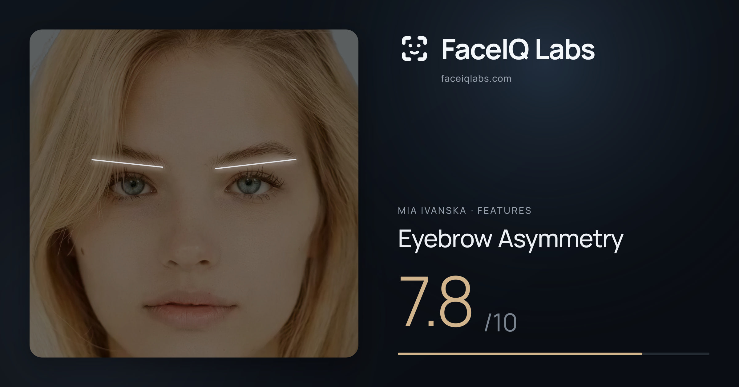 Mia Ivanska Eyebrow Asymmetry: 7.8/10, drawn on the photo