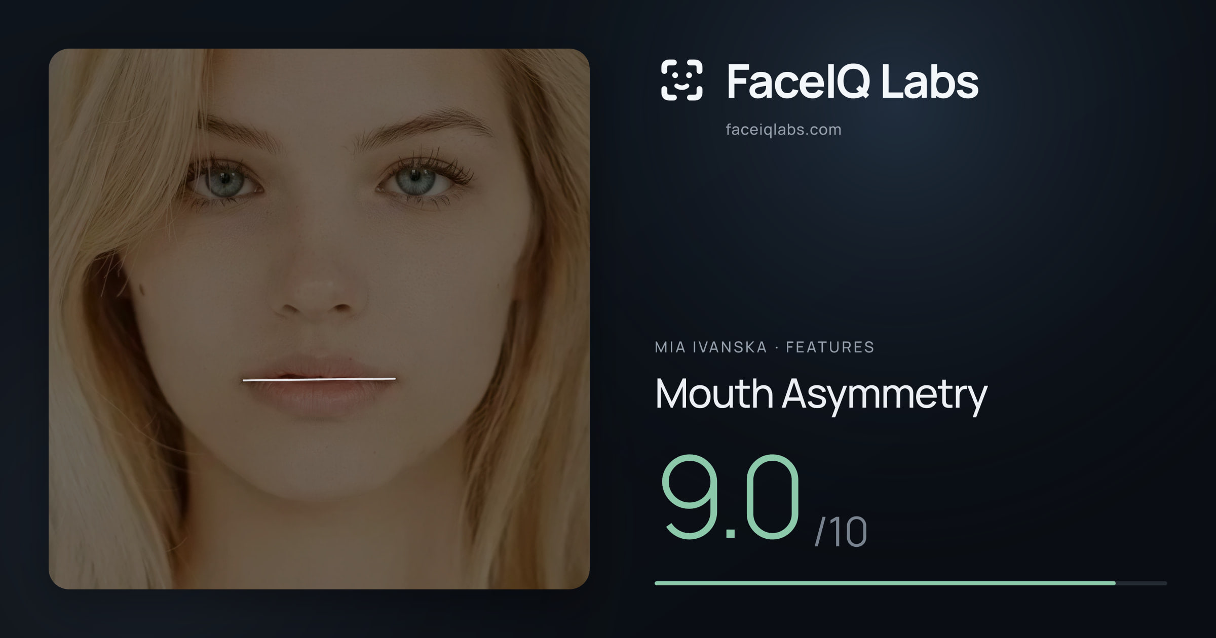 Mia Ivanska Mouth Asymmetry: 9.0/10, drawn on the photo
