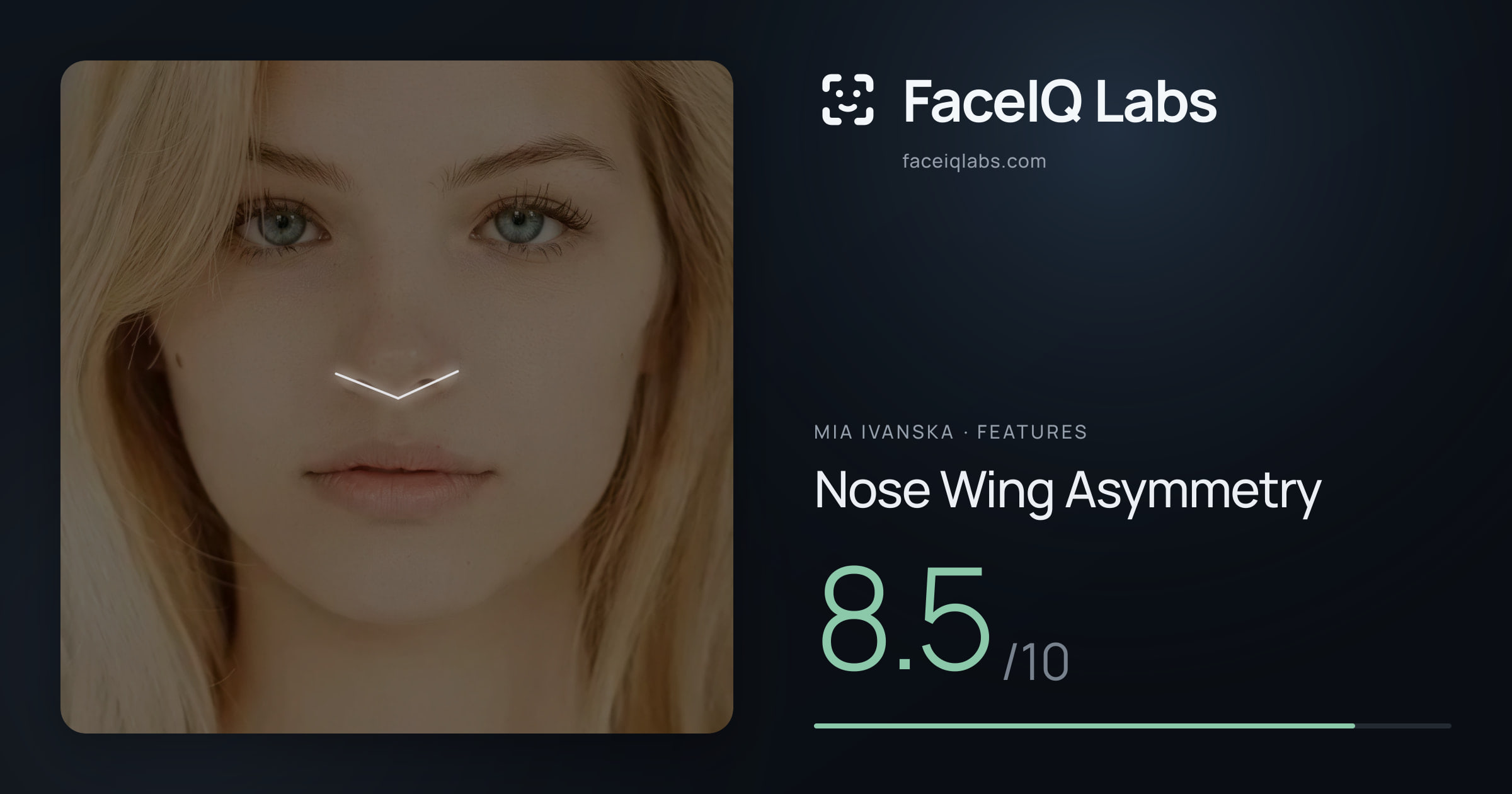 Mia Ivanska Nose Wing Asymmetry: 8.5/10, drawn on the photo