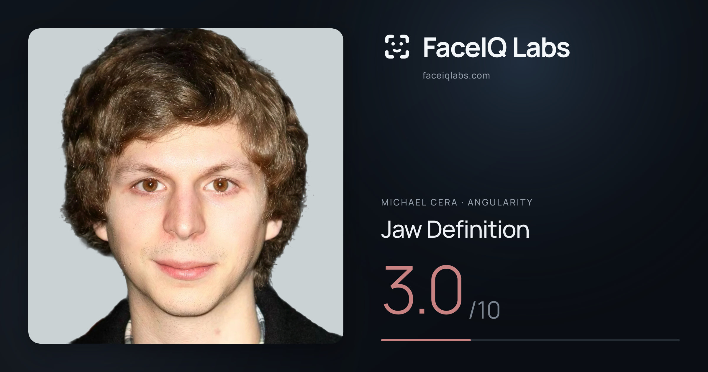 Michael Cera Jaw Definition: 3.0/10, drawn on the photo