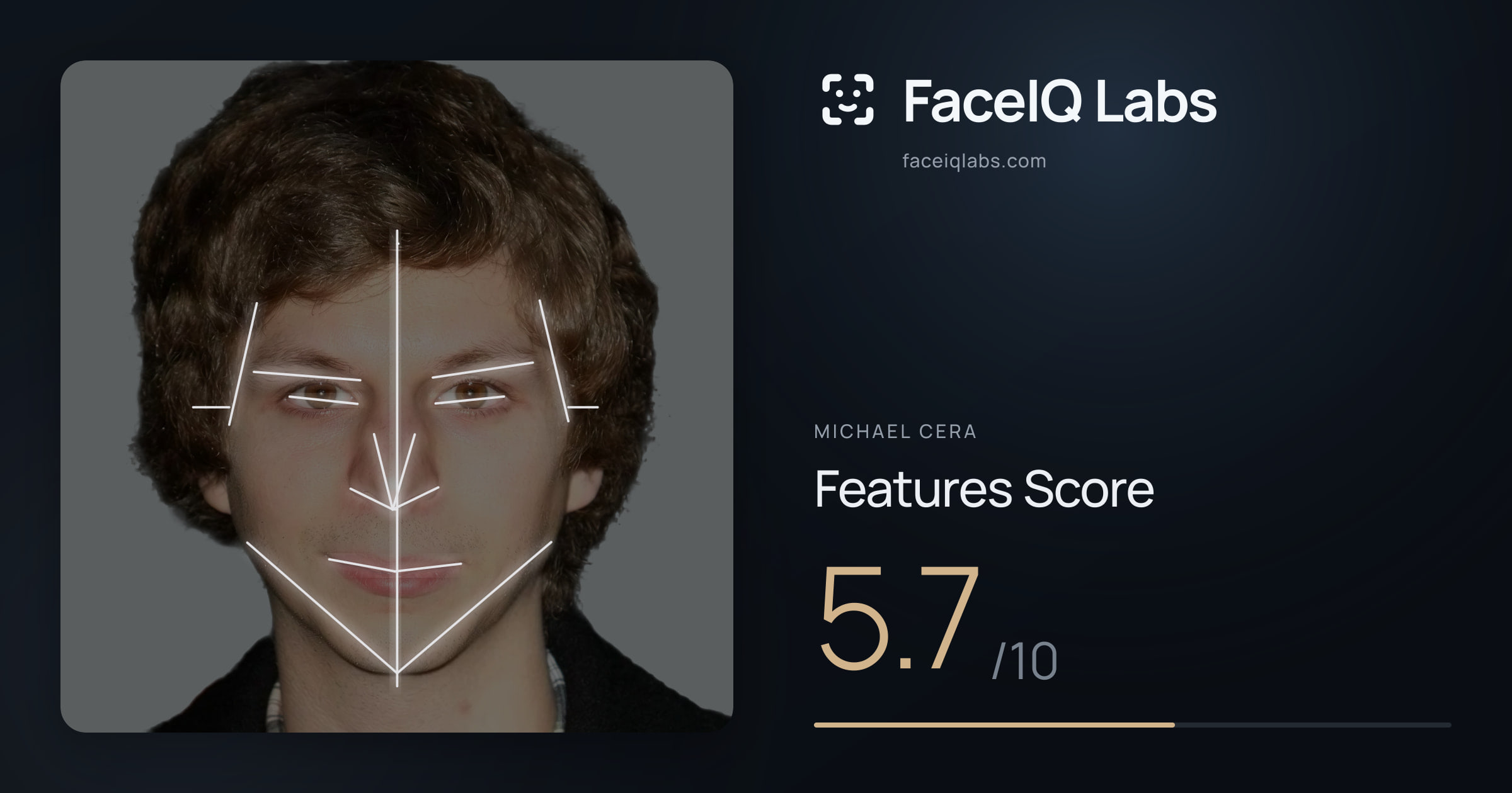 Michael Cera Features: 5.7/10, with each assessment drawn on the photo