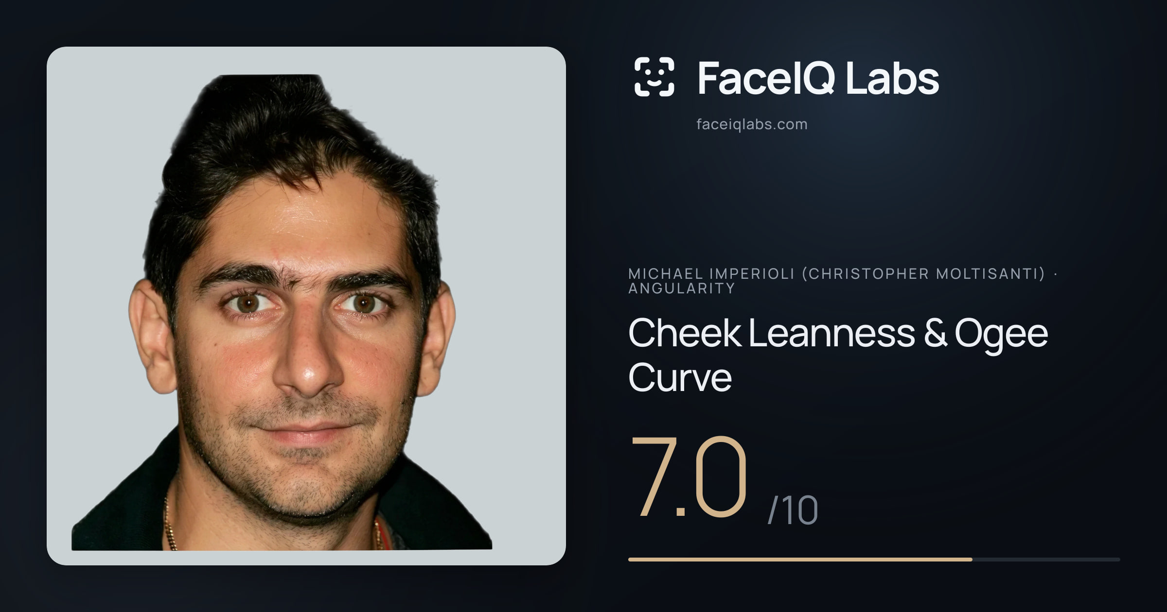 Michael Imperioli (Christopher Moltisanti) Cheek Leanness & Ogee Curve: 7.0/10, drawn on the photo