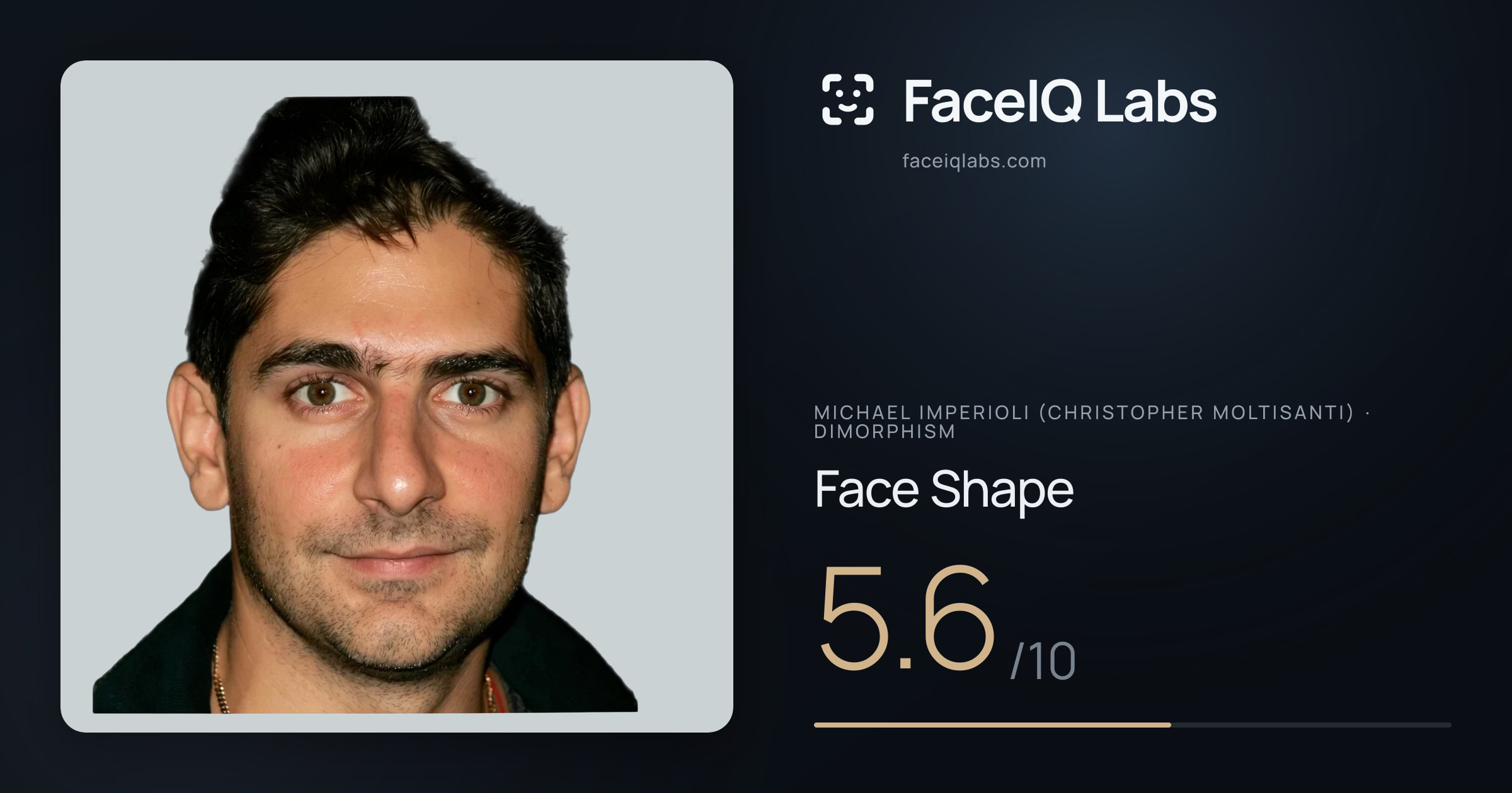 Michael Imperioli (Christopher Moltisanti) Face Shape: 5.8/10, drawn on the photo