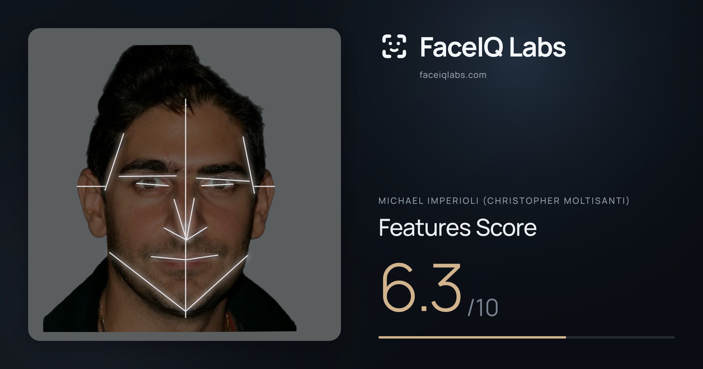 Michael Imperioli (Christopher Moltisanti) Features: 6.3/10, with each assessment drawn on the photo