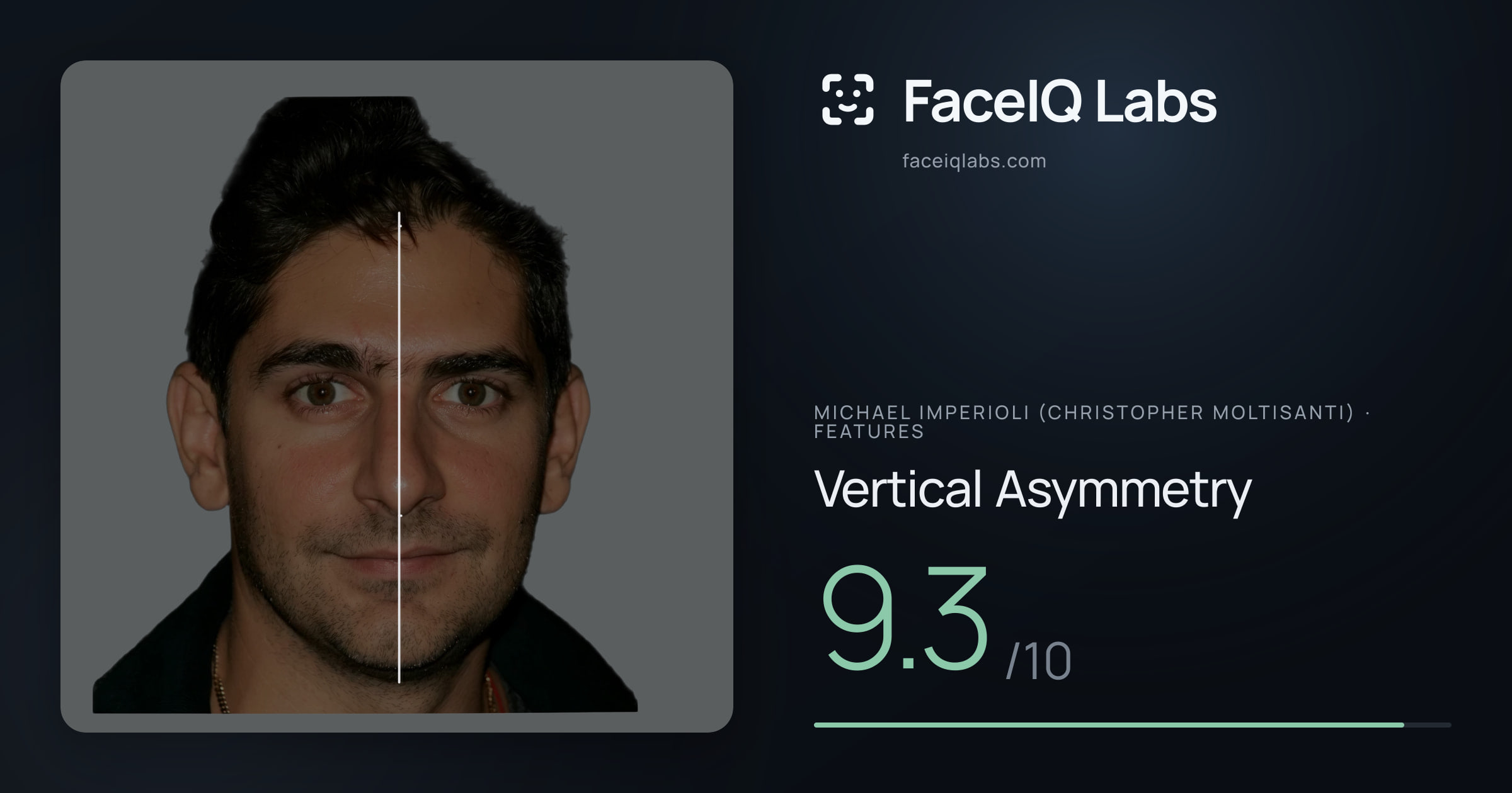 Michael Imperioli (Christopher Moltisanti) Vertical Asymmetry: 9.3/10, drawn on the photo