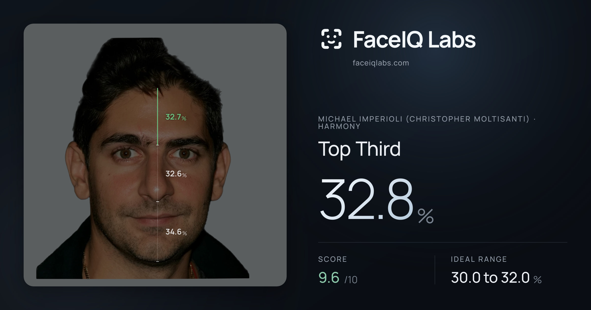 Michael Imperioli (Christopher Moltisanti) Top Third: 32.8%, drawn on the photo