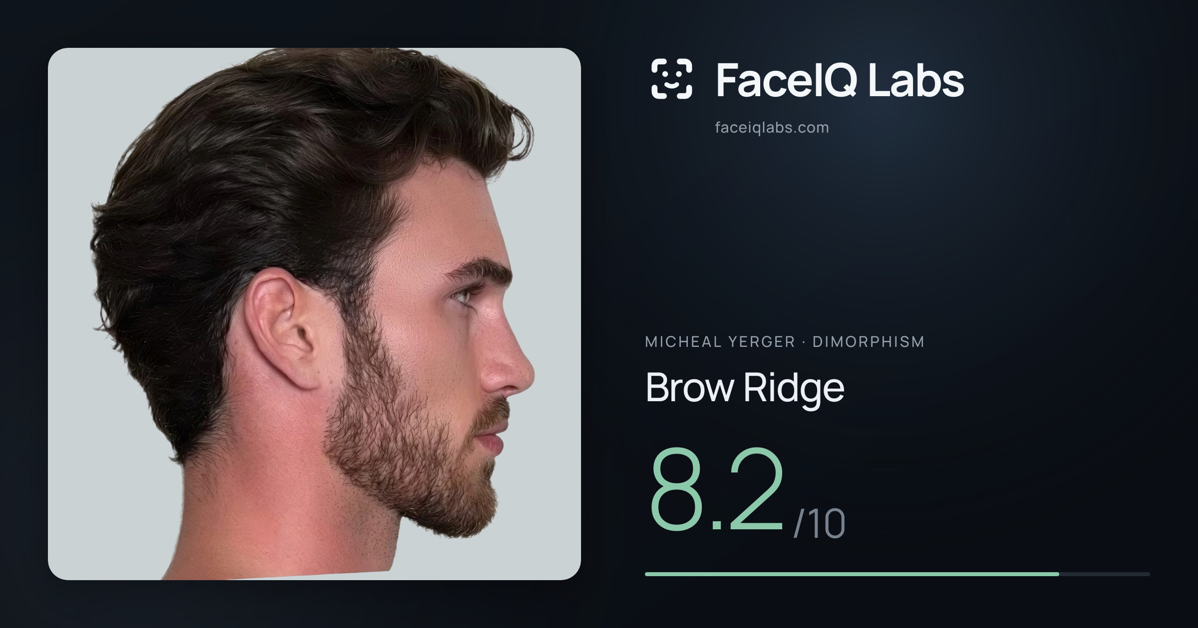 Micheal Yerger Brow Ridge: 8.2/10, drawn on the photo