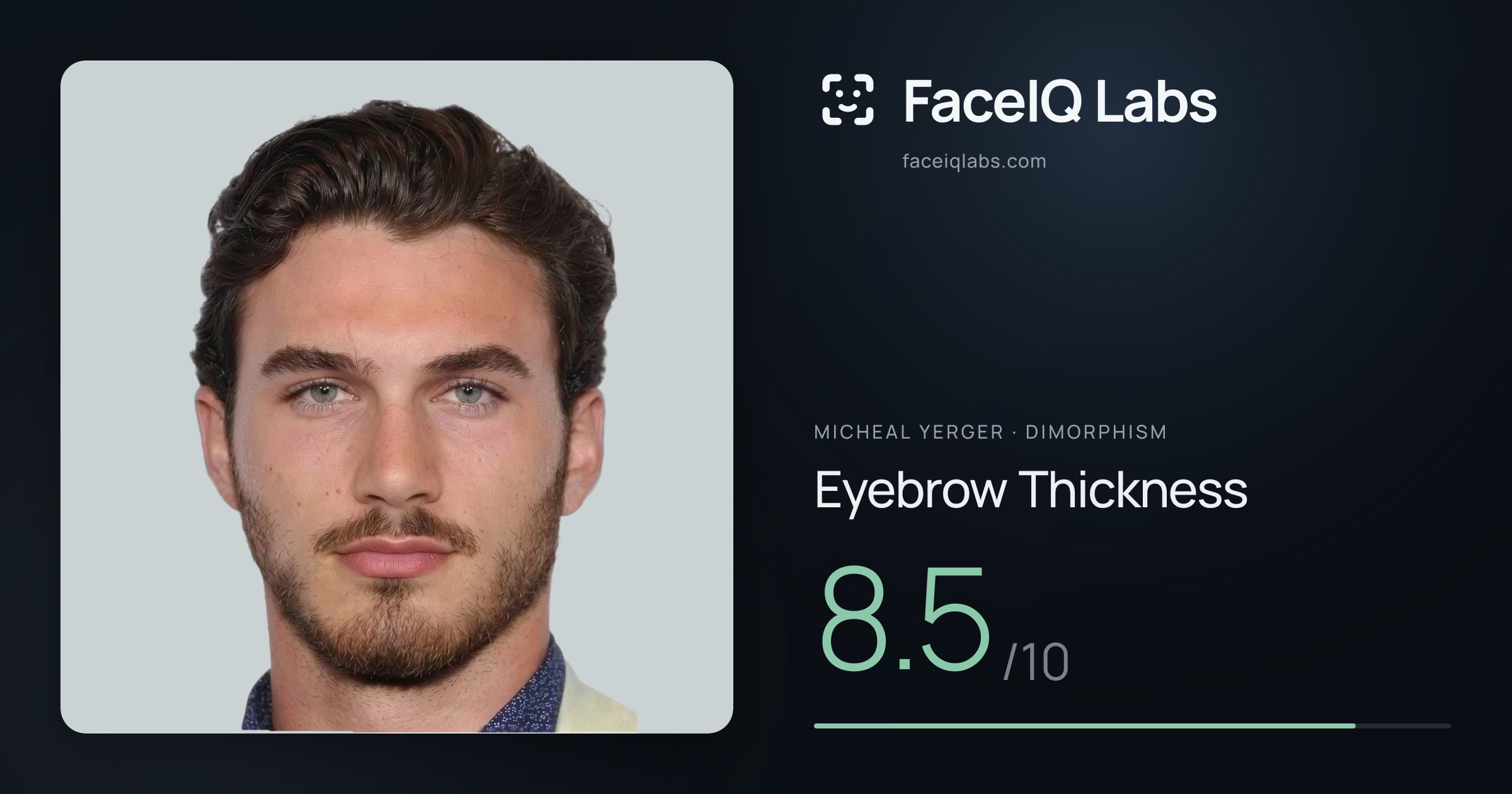 Micheal Yerger Eyebrow Thickness: 8.5/10, drawn on the photo
