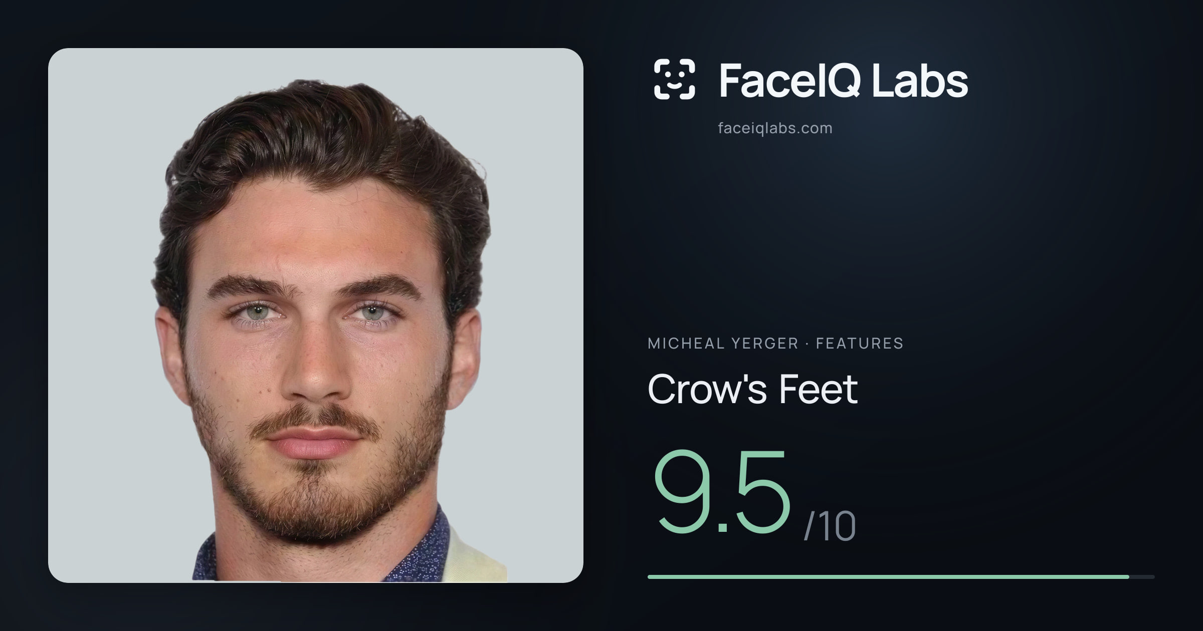 Micheal Yerger Crow's Feet: 9.5/10, drawn on the photo