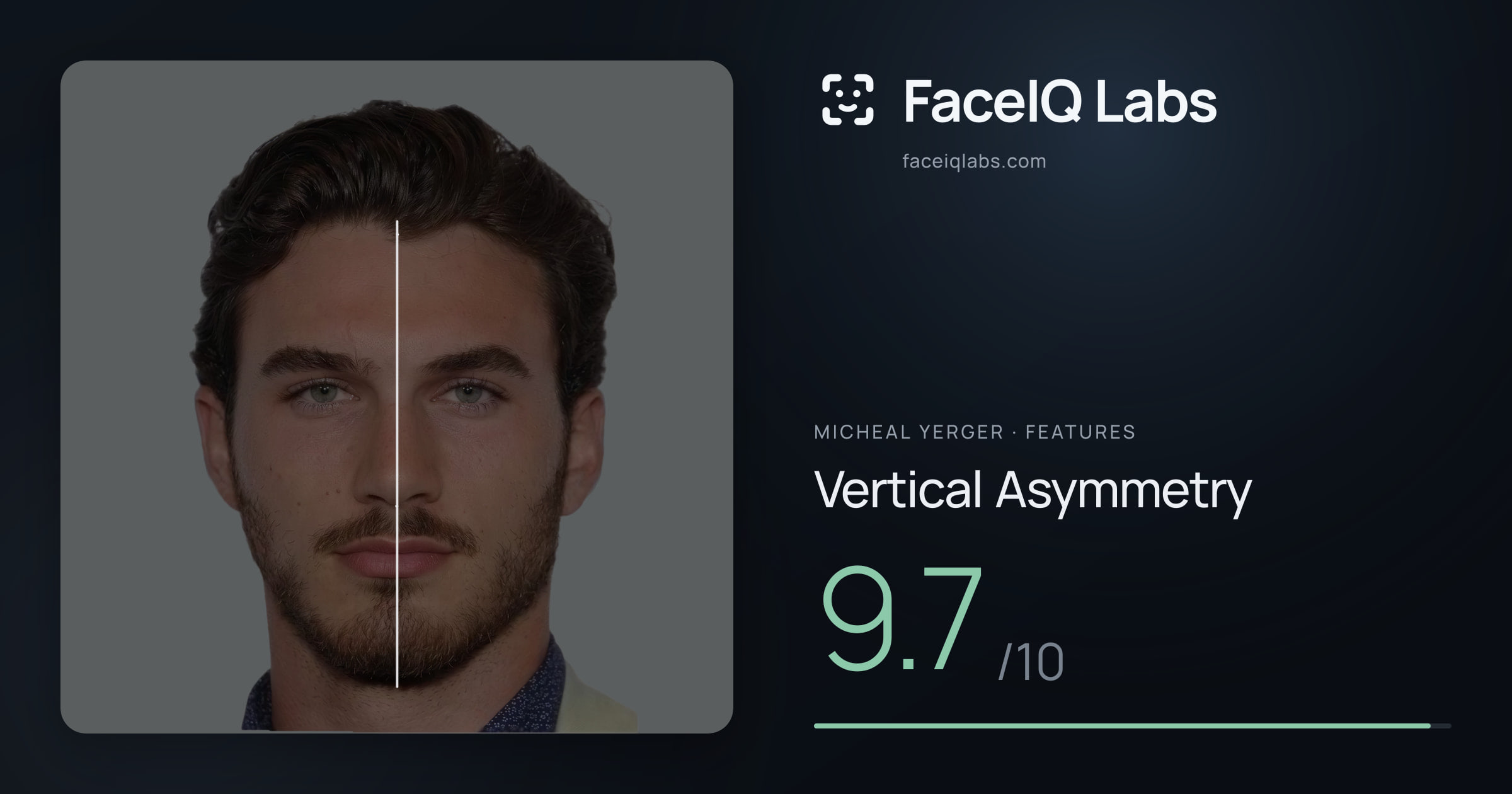 Micheal Yerger Vertical Asymmetry: 9.7/10, drawn on the photo