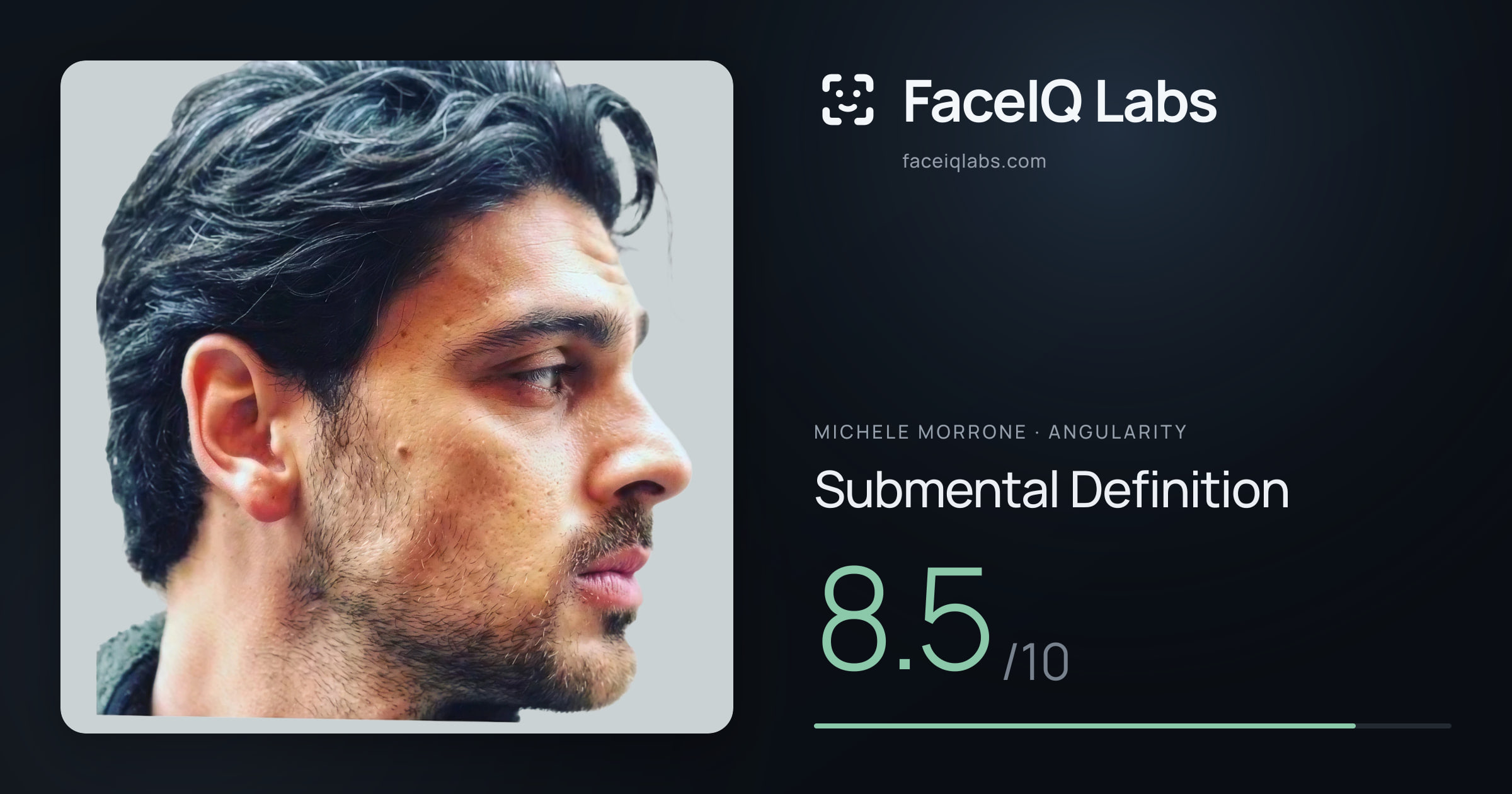 Michele Morrone Submental Definition: 8.5/10, drawn on the photo