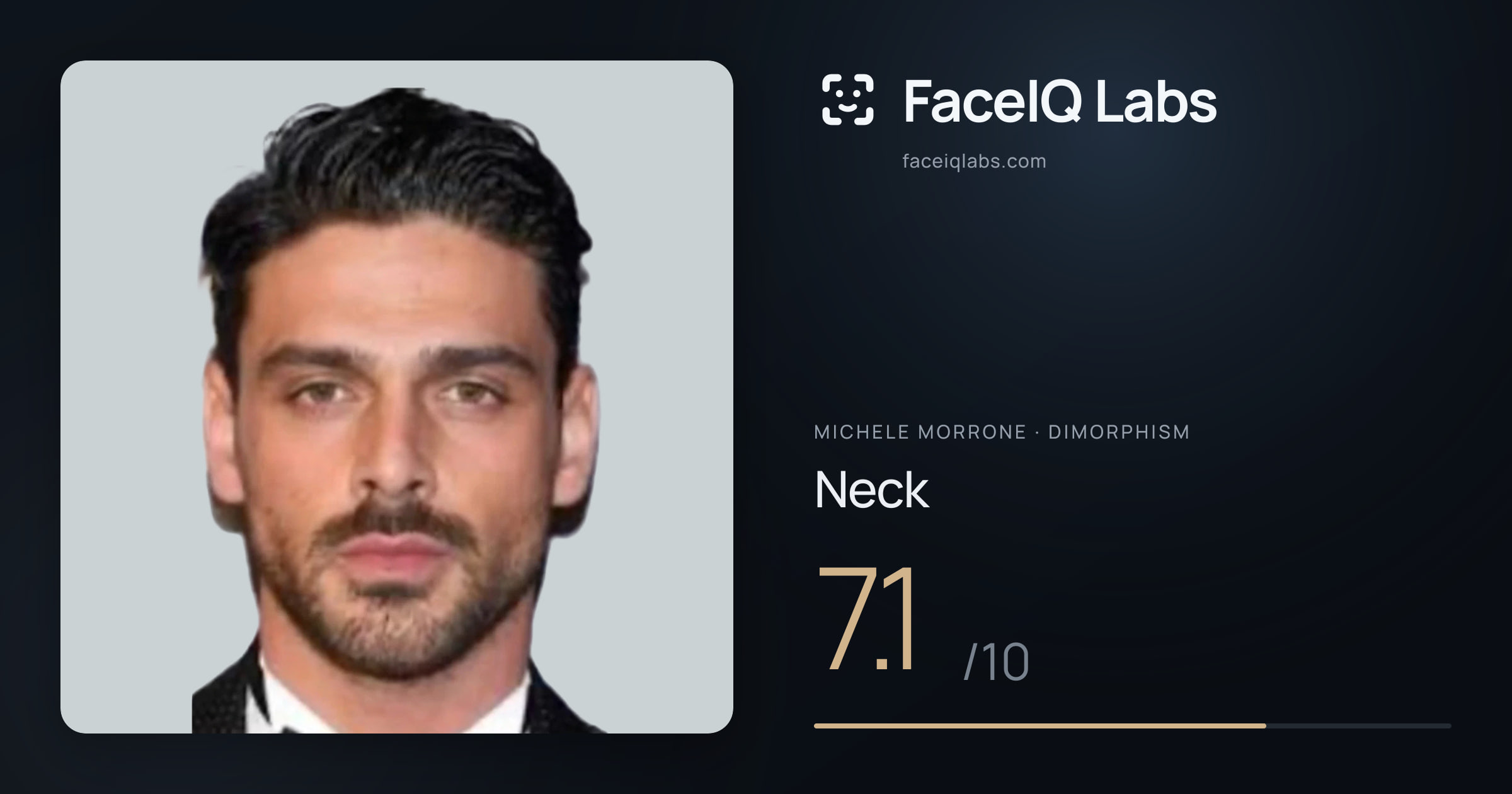 Michele Morrone Neck: 7.1/10, drawn on the photo