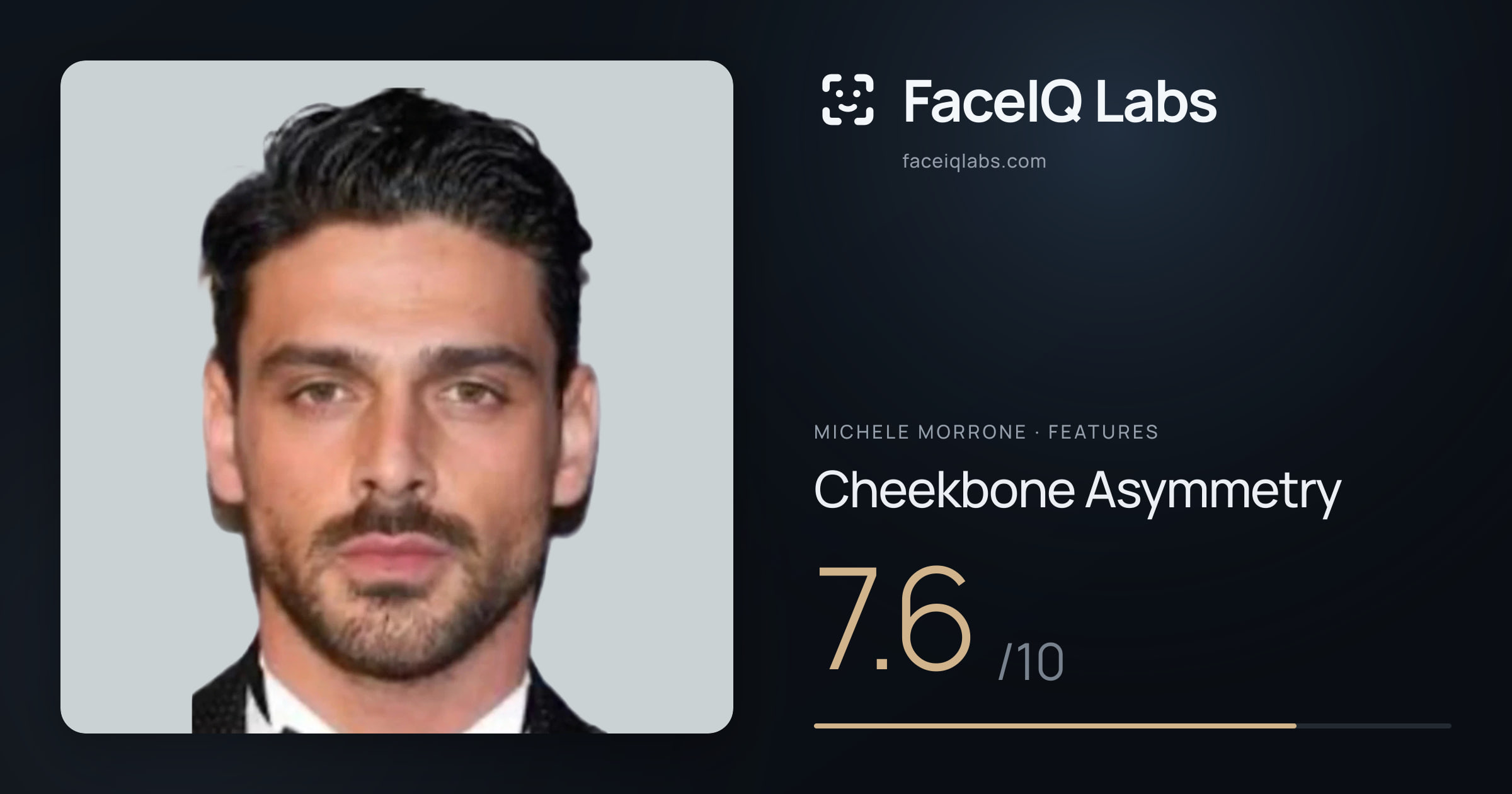 Michele Morrone Cheekbone Asymmetry: 7.6/10, drawn on the photo