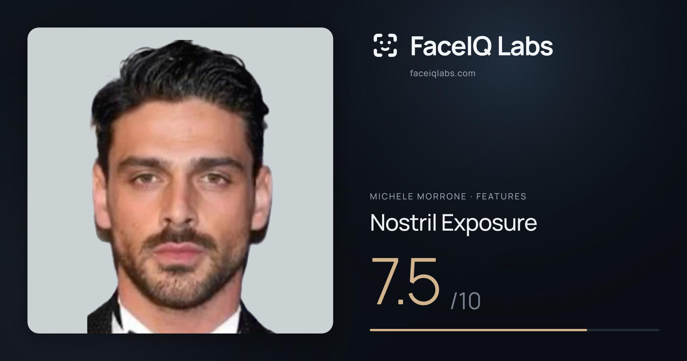Michele Morrone Nostril Exposure: 7.5/10, drawn on the photo