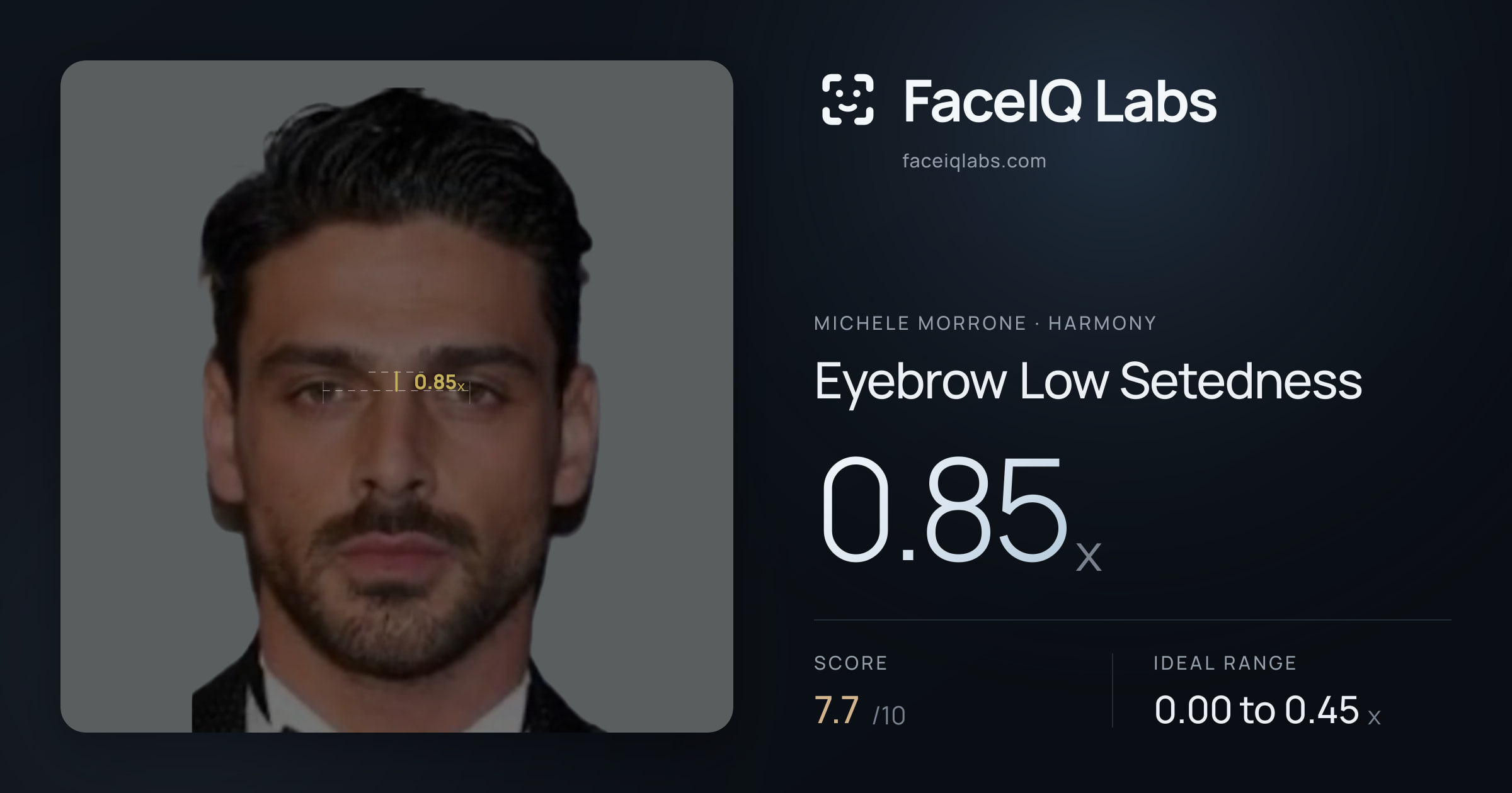 Michele Morrone Eyebrow Low Setedness: 0.85x, drawn on the photo