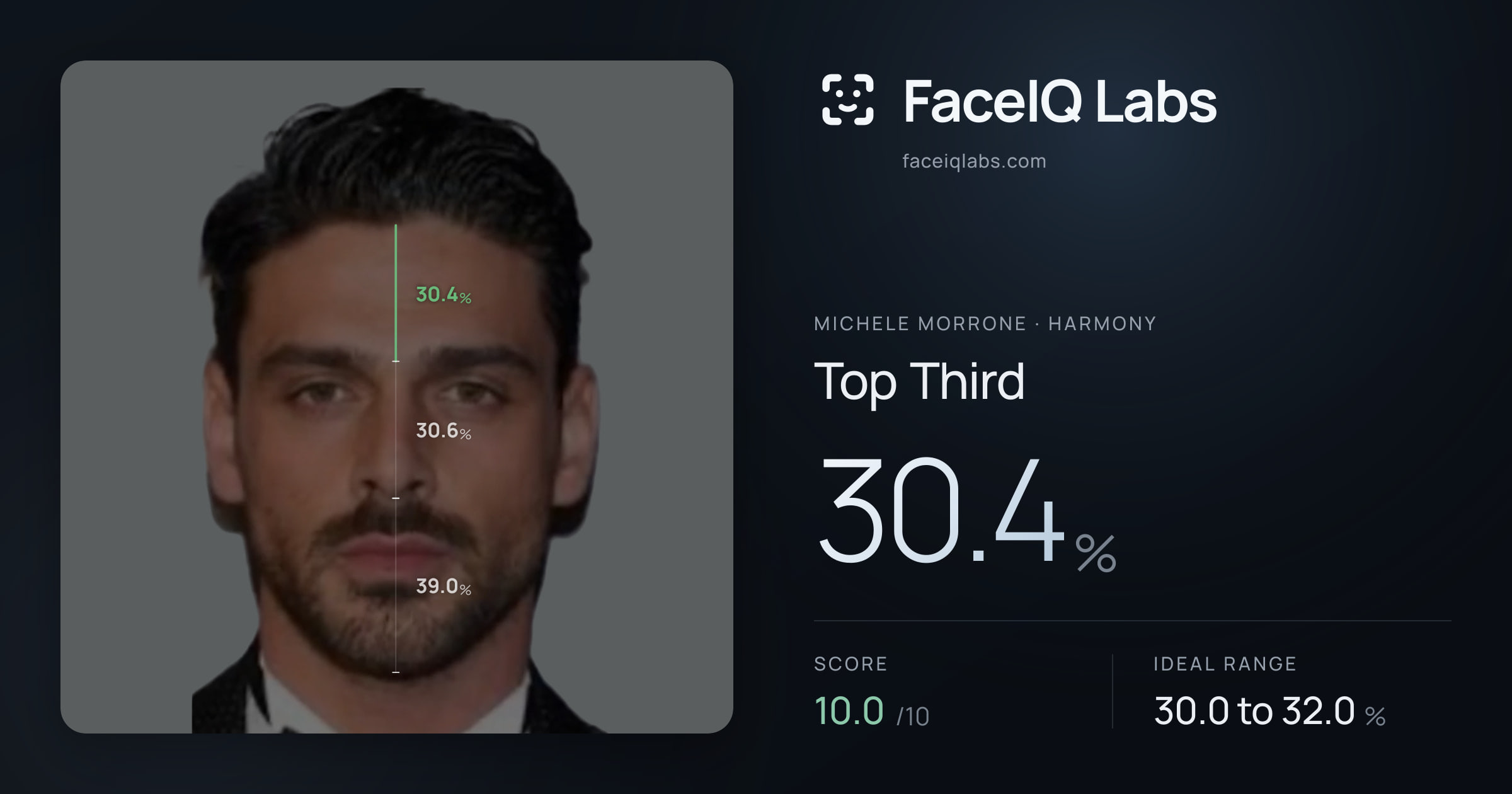 Michele Morrone Top Third: 30.4%, drawn on the photo