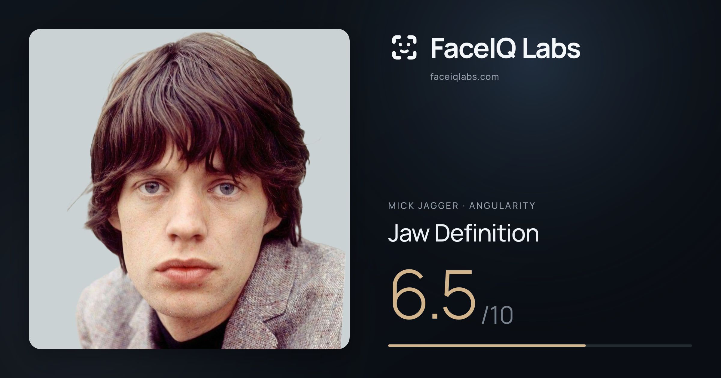 Mick Jagger Jaw Definition: 6.5/10, drawn on the photo