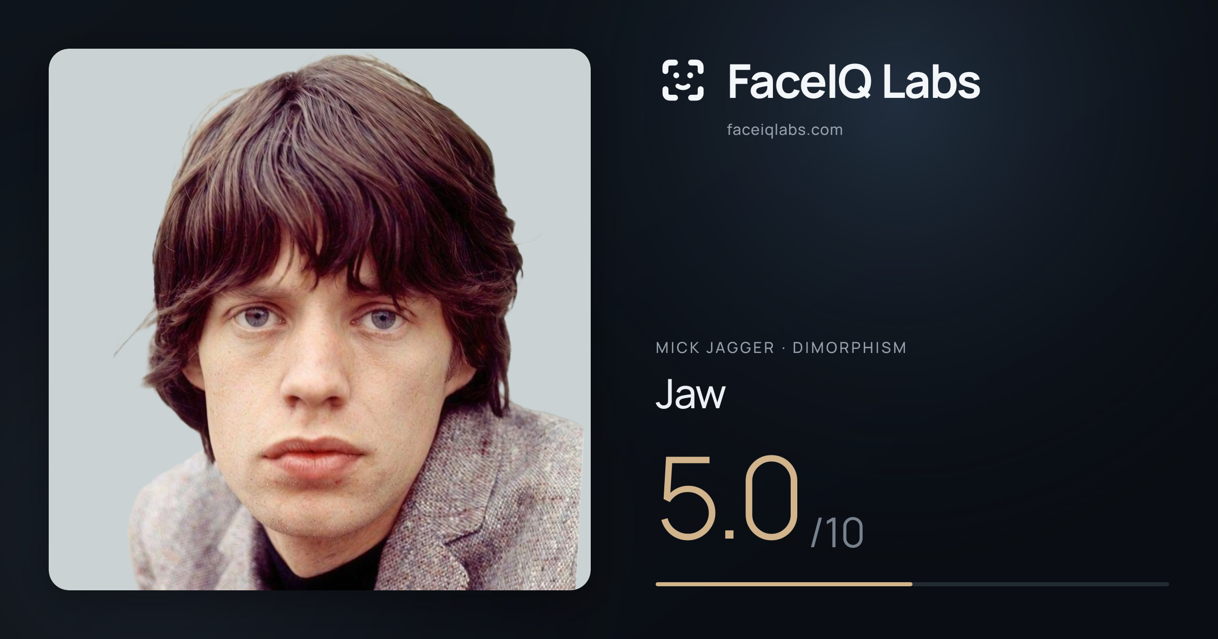 Mick Jagger Jaw: 5.0/10, drawn on the photo