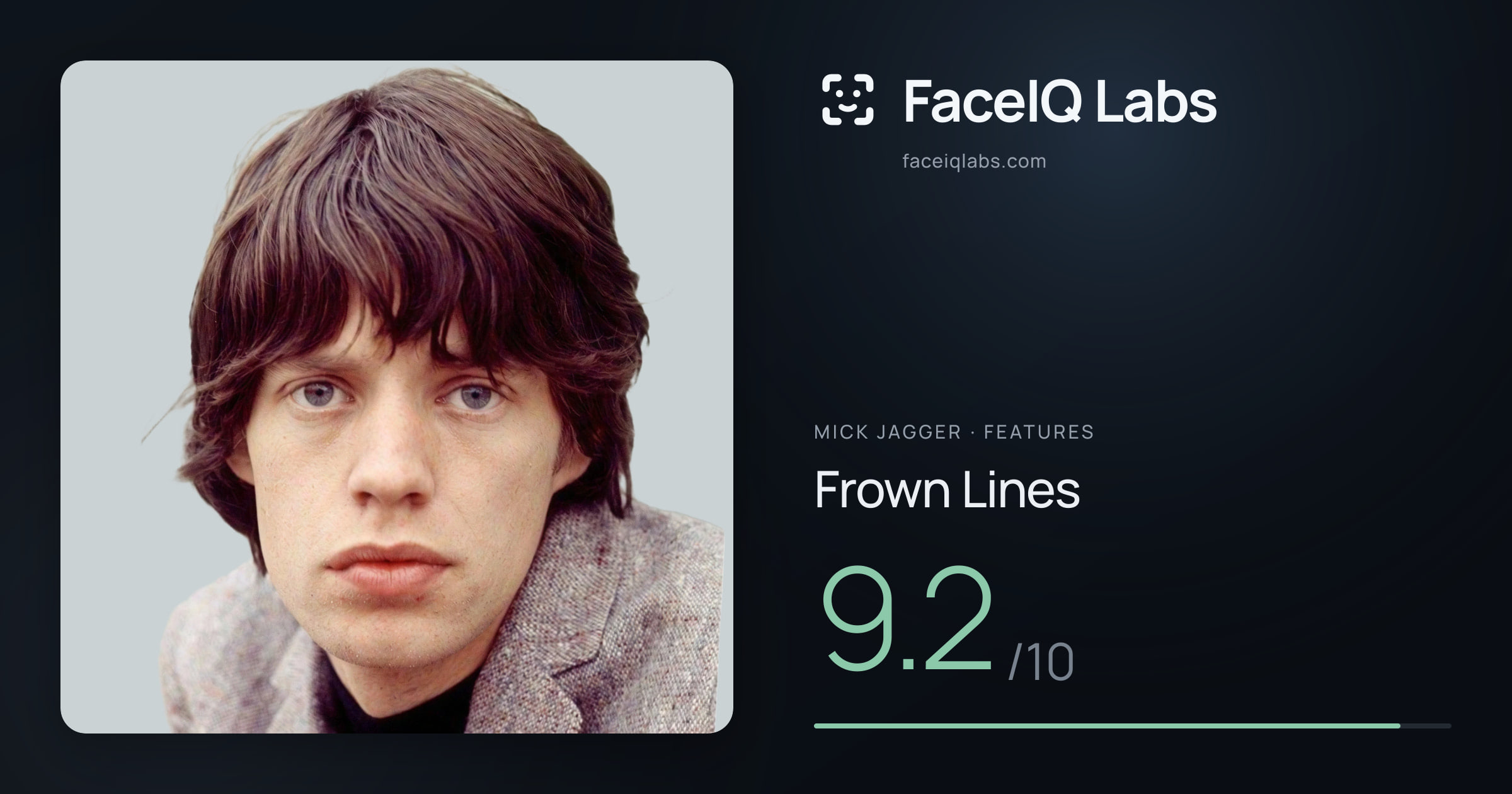 Mick Jagger Frown Lines: 9.2/10, drawn on the photo