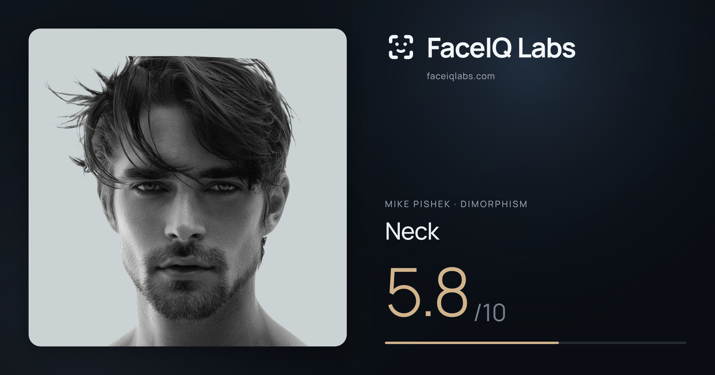 Mike Pishek Neck: 5.8/10, drawn on the photo