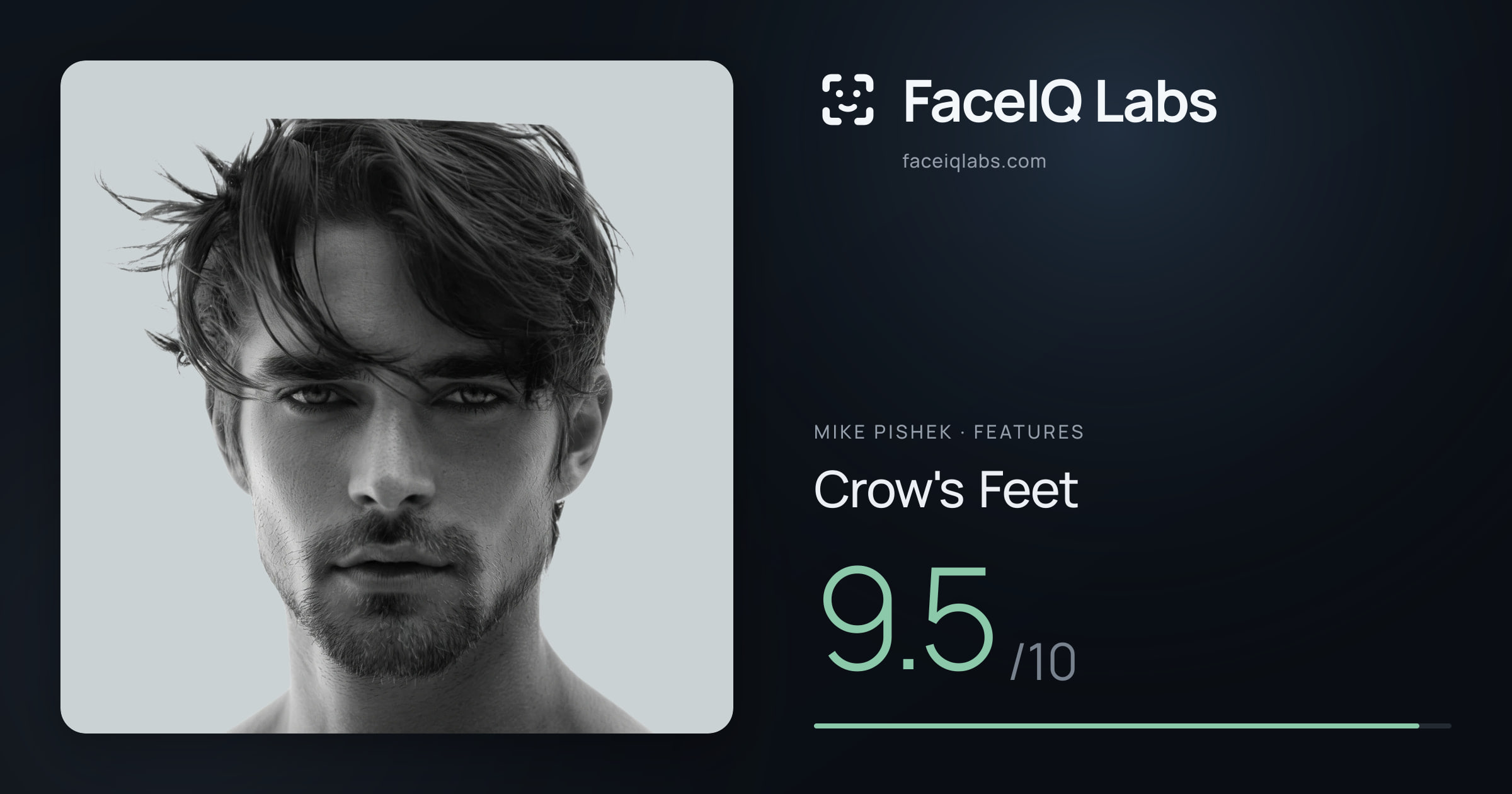 Mike Pishek Crow's Feet: 9.5/10, drawn on the photo