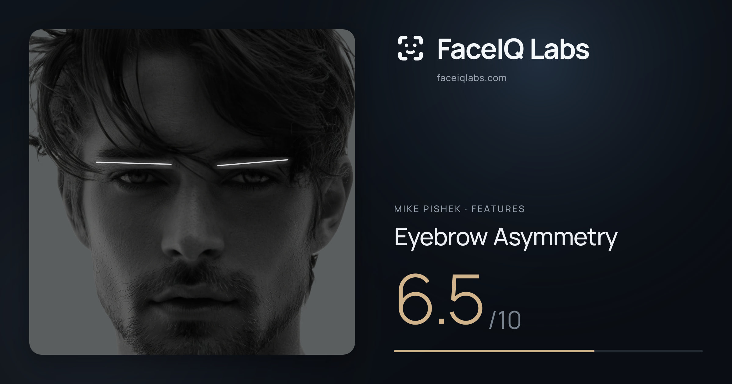 Mike Pishek Eyebrow Asymmetry: 6.5/10, drawn on the photo