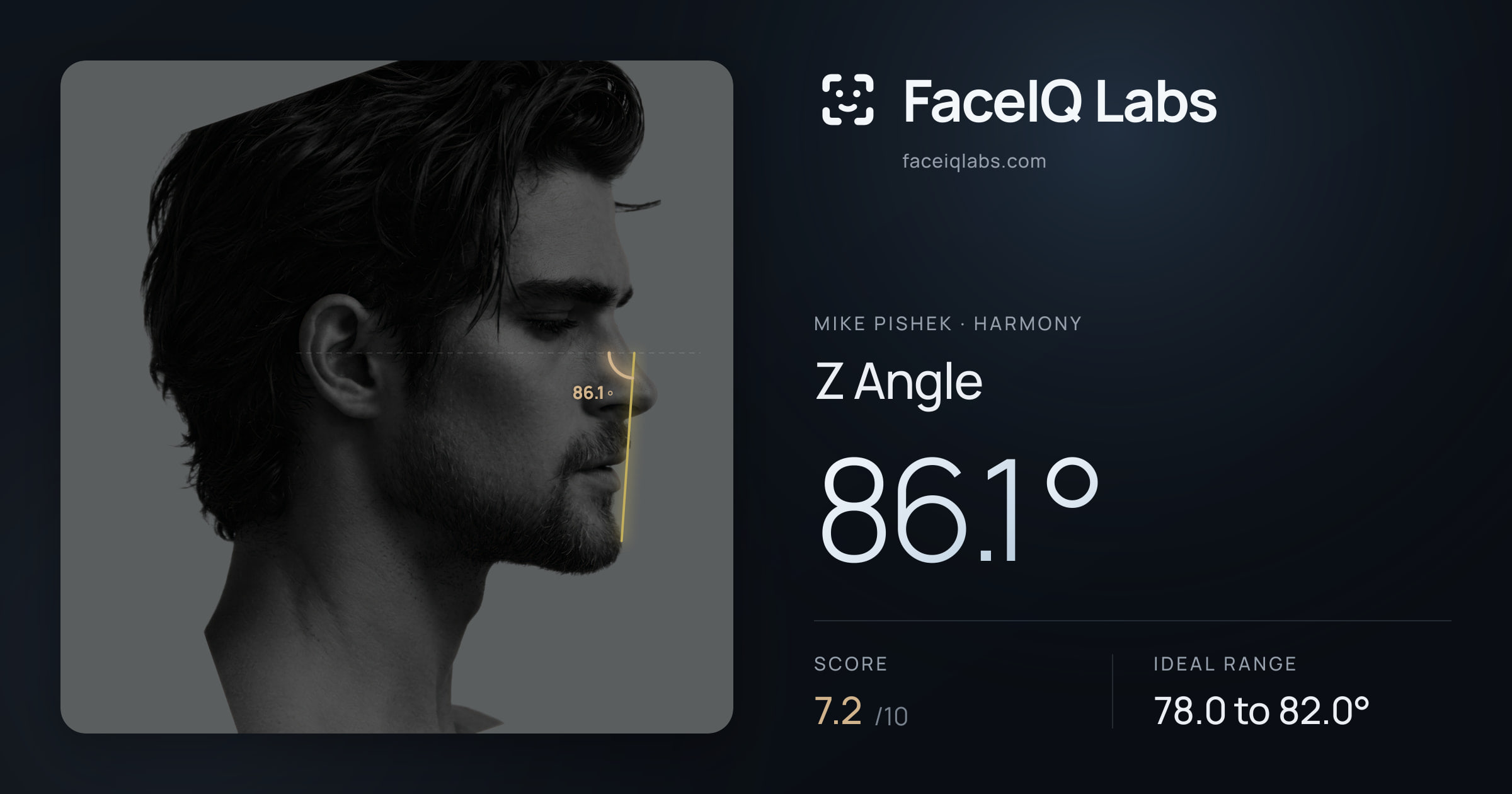Mike Pishek Z Angle: 86.1°, drawn on the photo