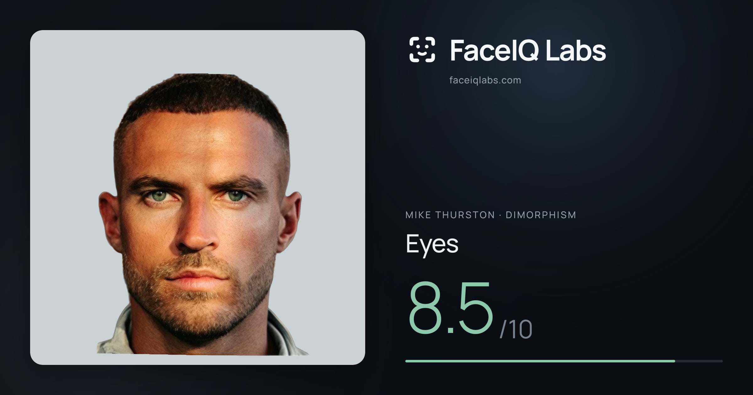 Mike Thurston Eyes: 8.5/10, drawn on the photo