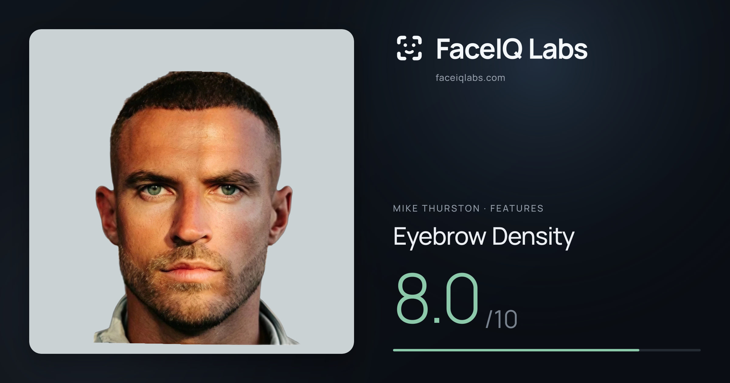 Mike Thurston Eyebrow Density: 8.0/10, drawn on the photo