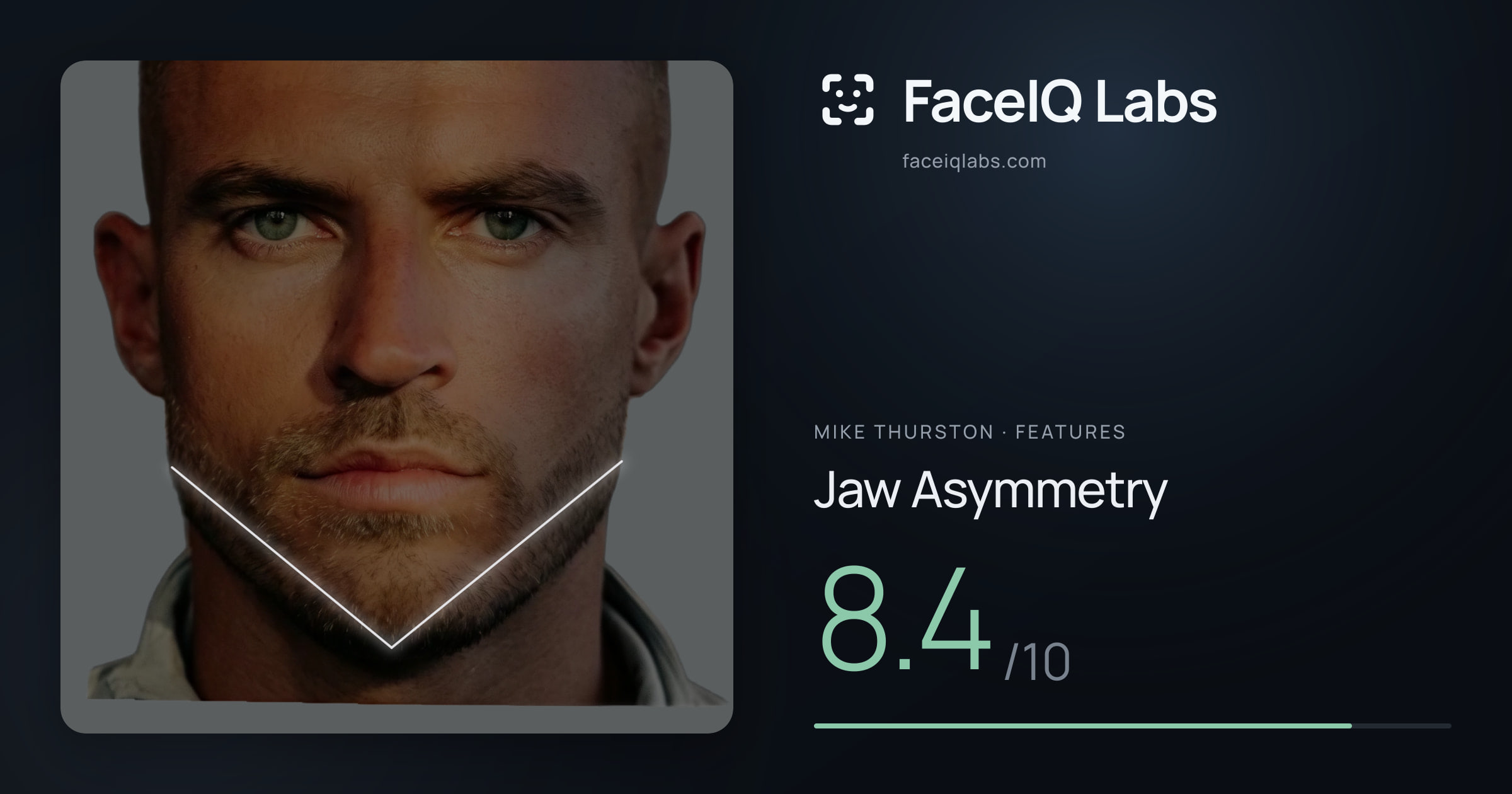 Mike Thurston Jaw Asymmetry: 8.4/10, drawn on the photo