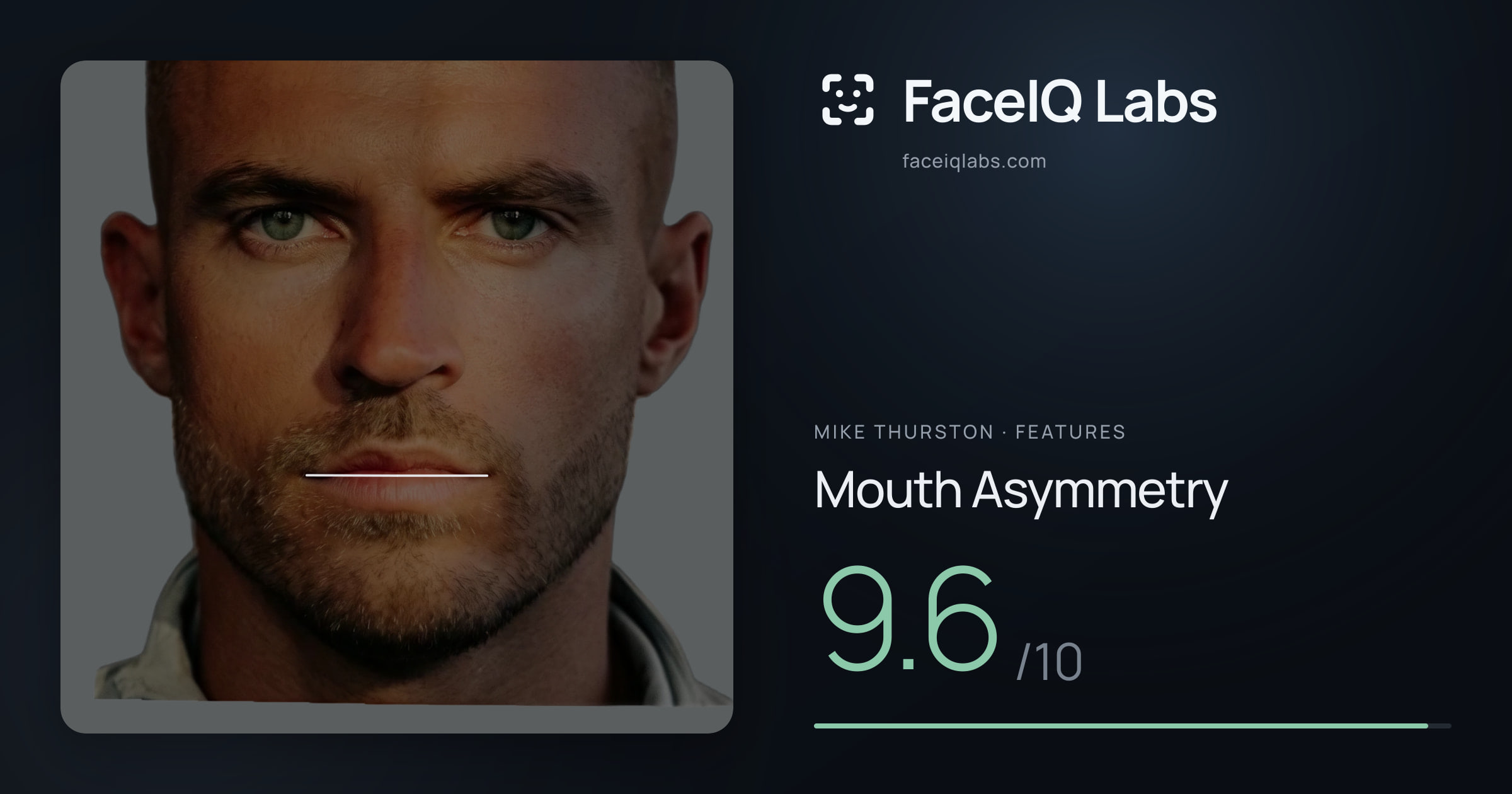 Mike Thurston Mouth Asymmetry: 9.6/10, drawn on the photo