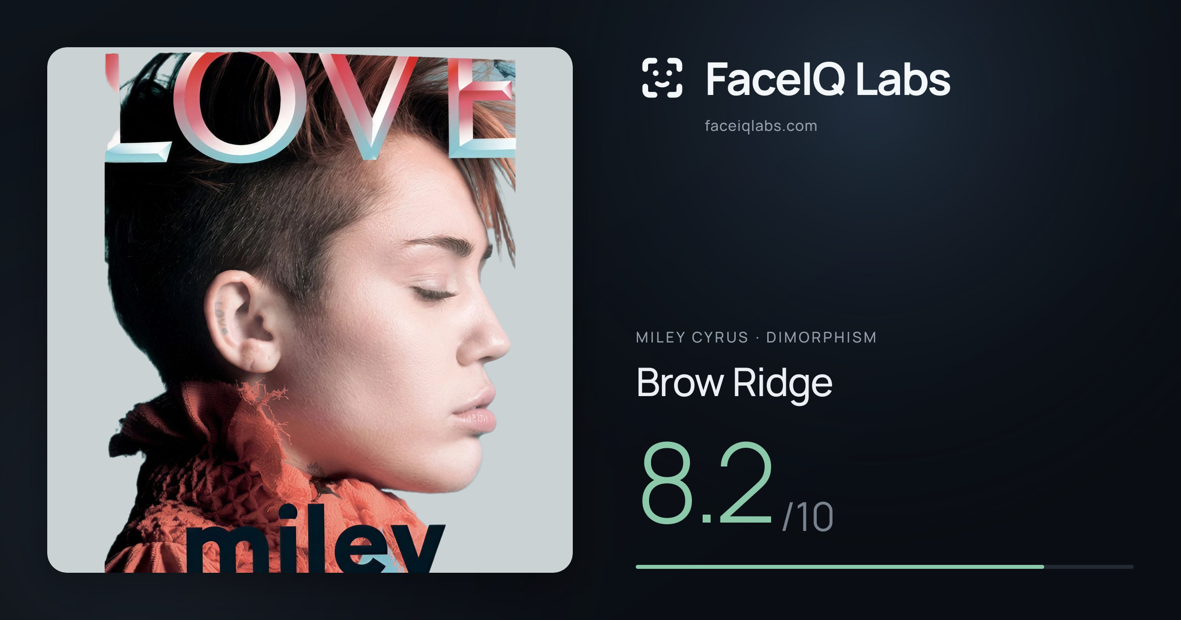 Miley Cyrus Brow Ridge: 8.2/10, drawn on the photo