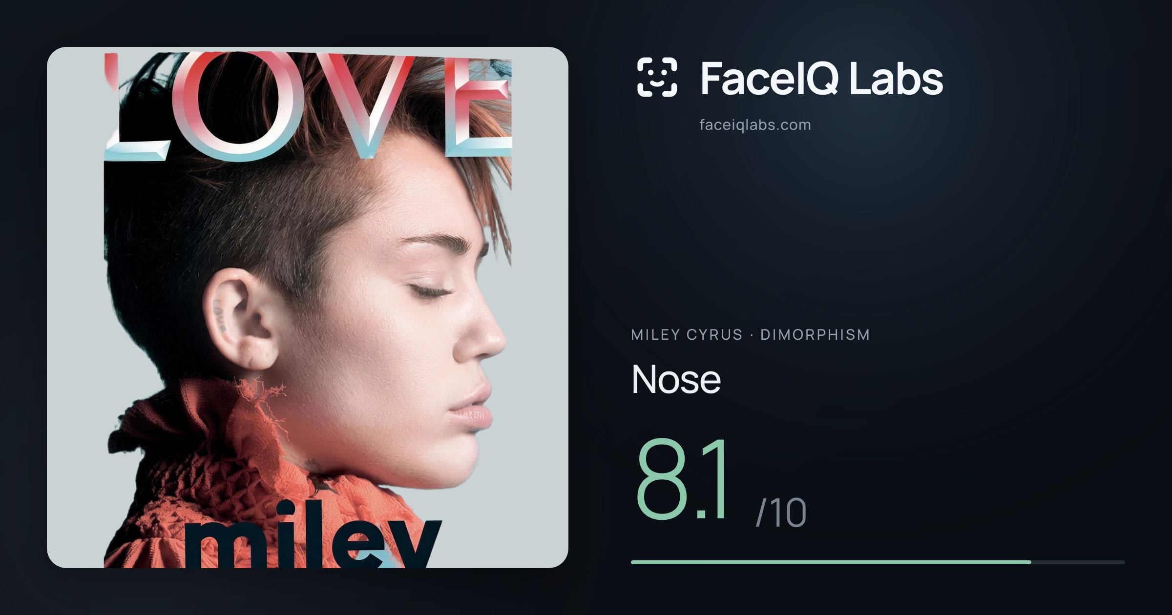 Miley Cyrus Nose: 8.1/10, drawn on the photo