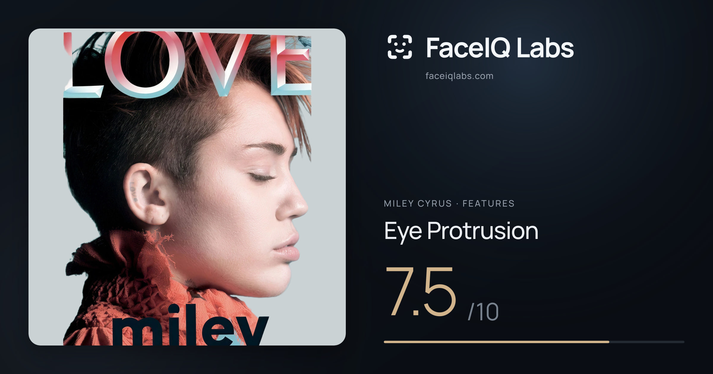 Miley Cyrus Eye Protrusion: 7.5/10, drawn on the photo
