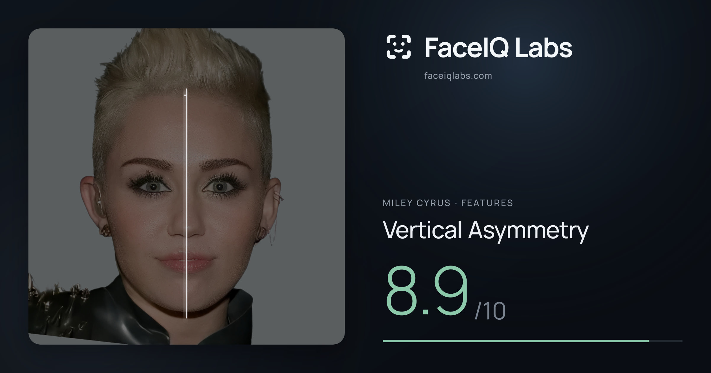 Miley Cyrus Vertical Asymmetry: 8.9/10, drawn on the photo