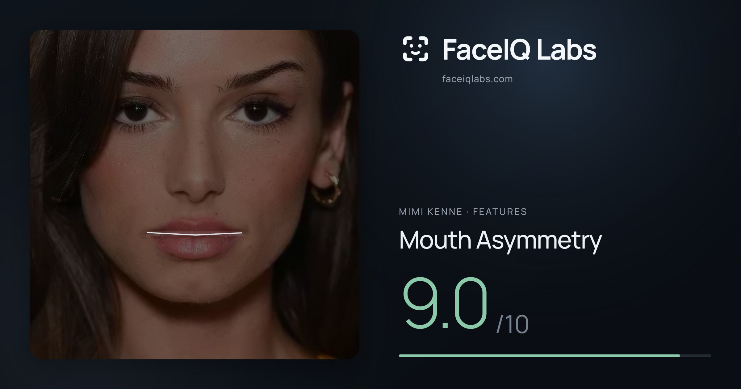 Mimi Kenne Mouth Asymmetry: 9.0/10, drawn on the photo