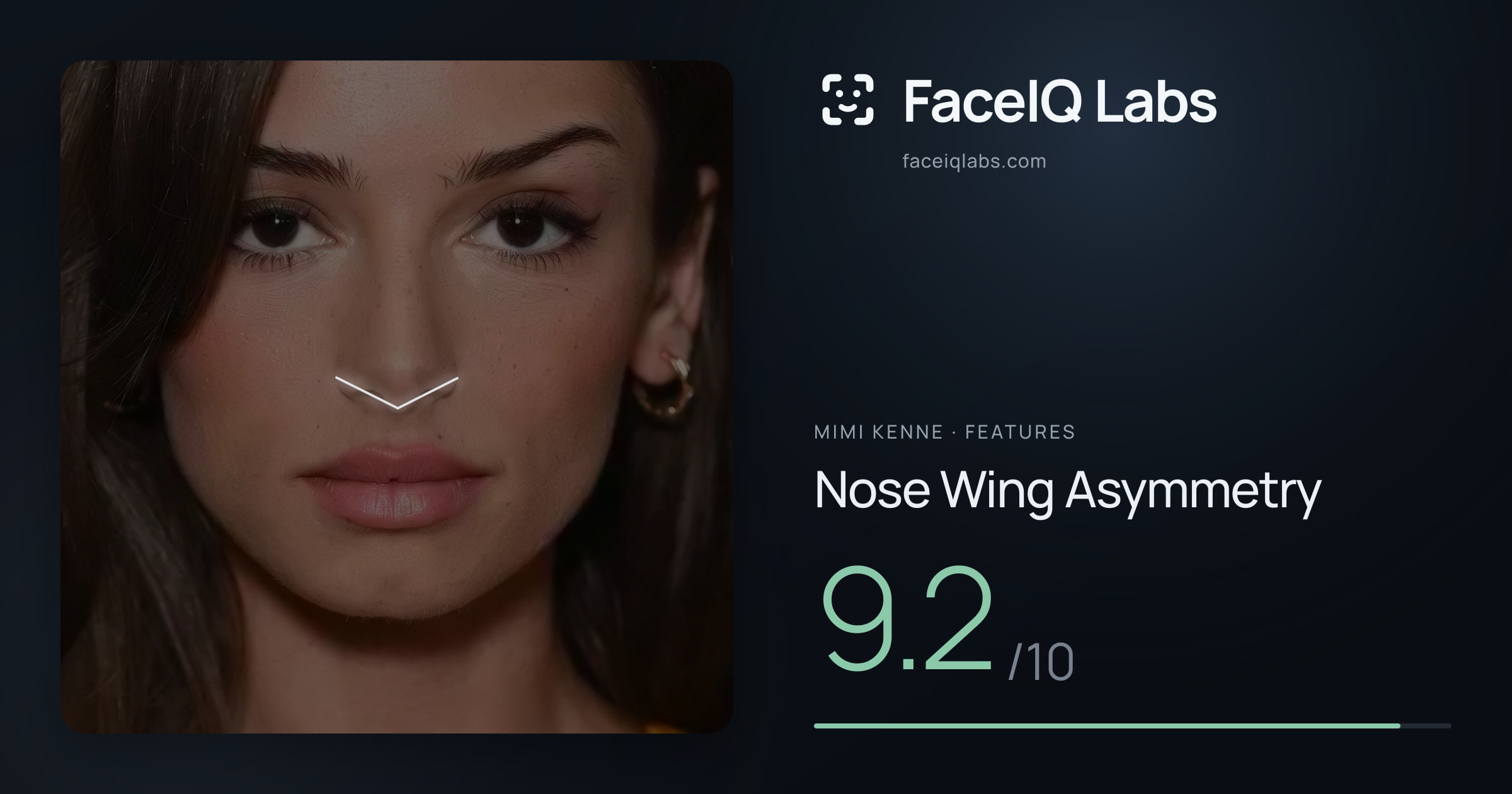 Mimi Kenne Nose Wing Asymmetry: 9.2/10, drawn on the photo