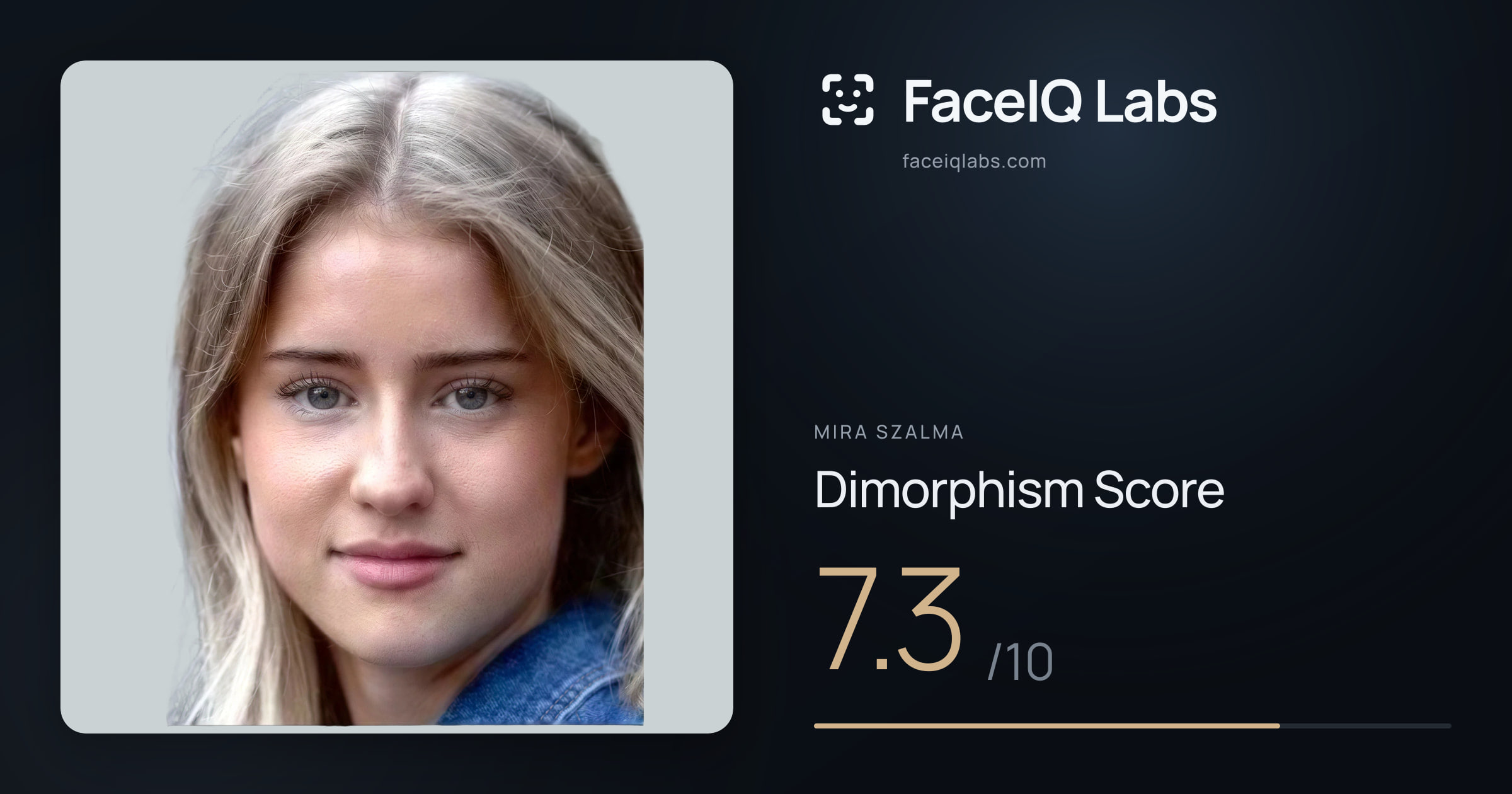 Mira Szalma Dimorphism: 7.3/10, with each assessment drawn on the photo