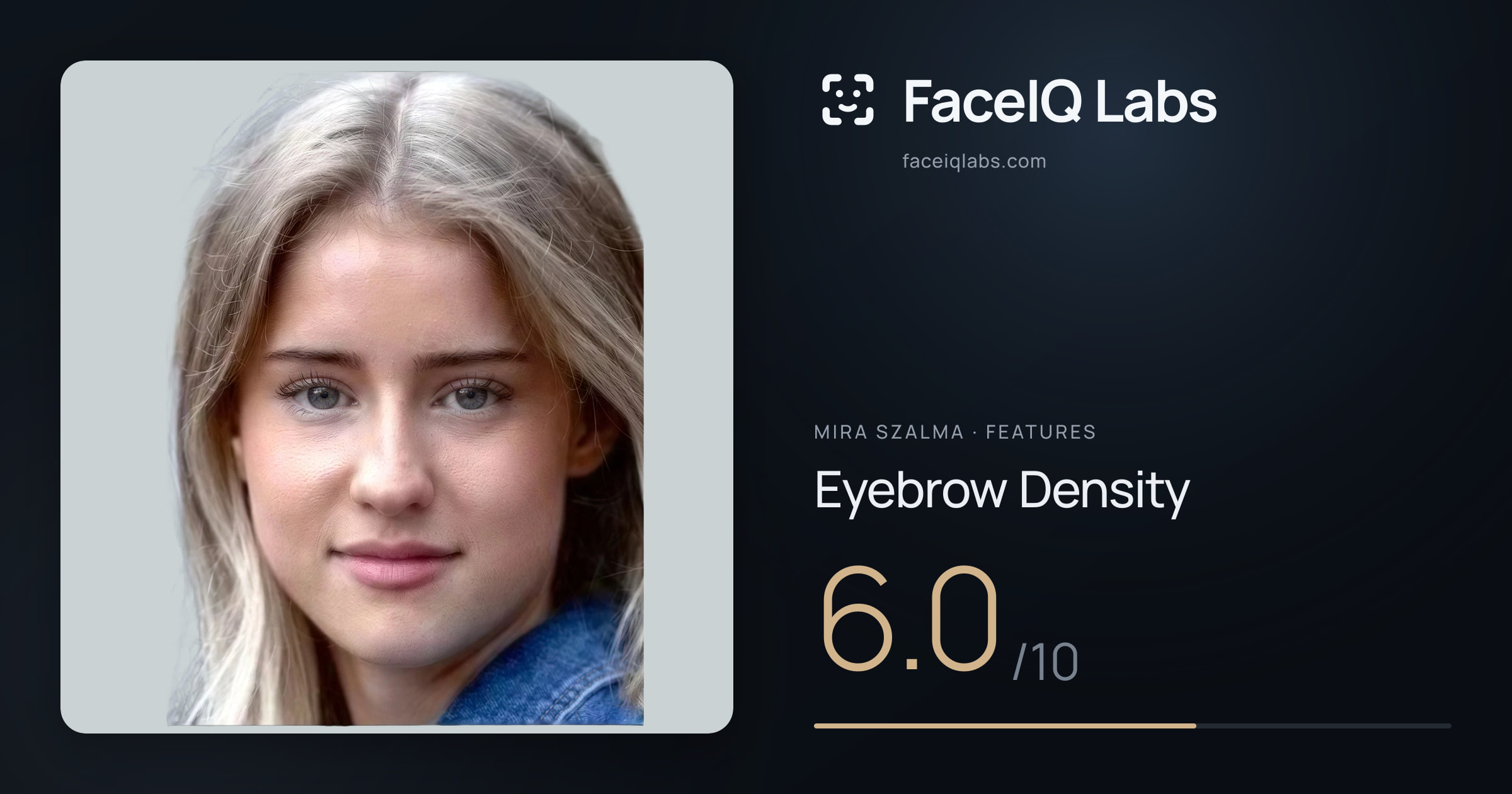 Mira Szalma Eyebrow Density: 6.0/10, drawn on the photo