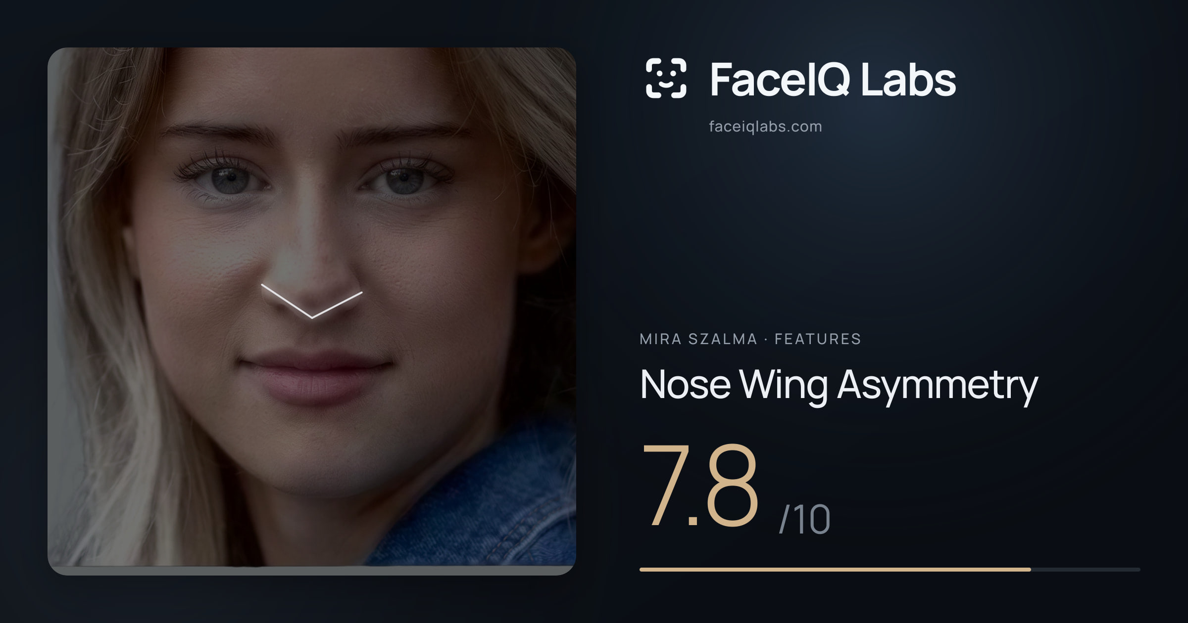 Mira Szalma Nose Wing Asymmetry: 7.8/10, drawn on the photo