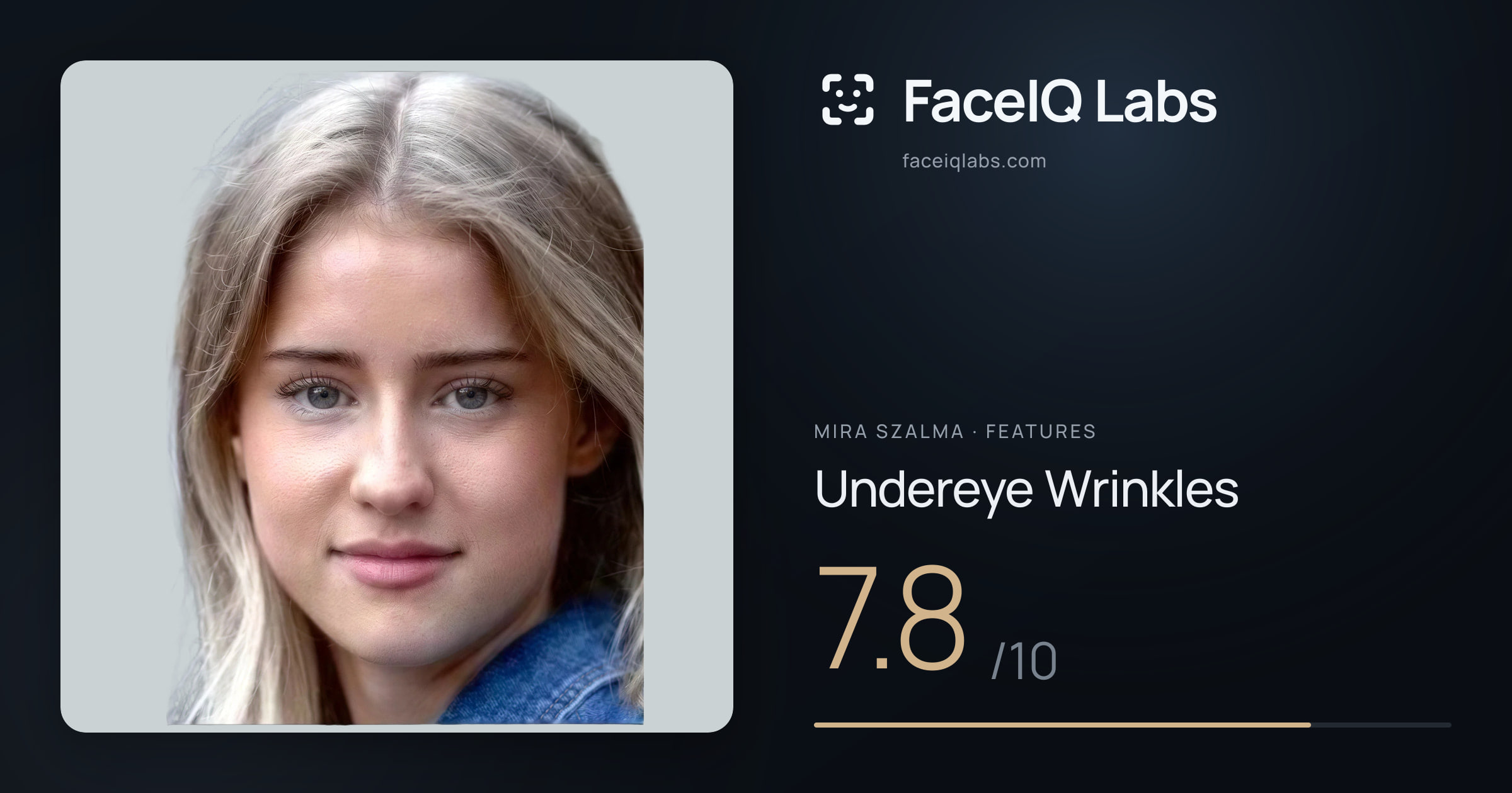 Mira Szalma Undereye Wrinkles: 7.8/10, drawn on the photo