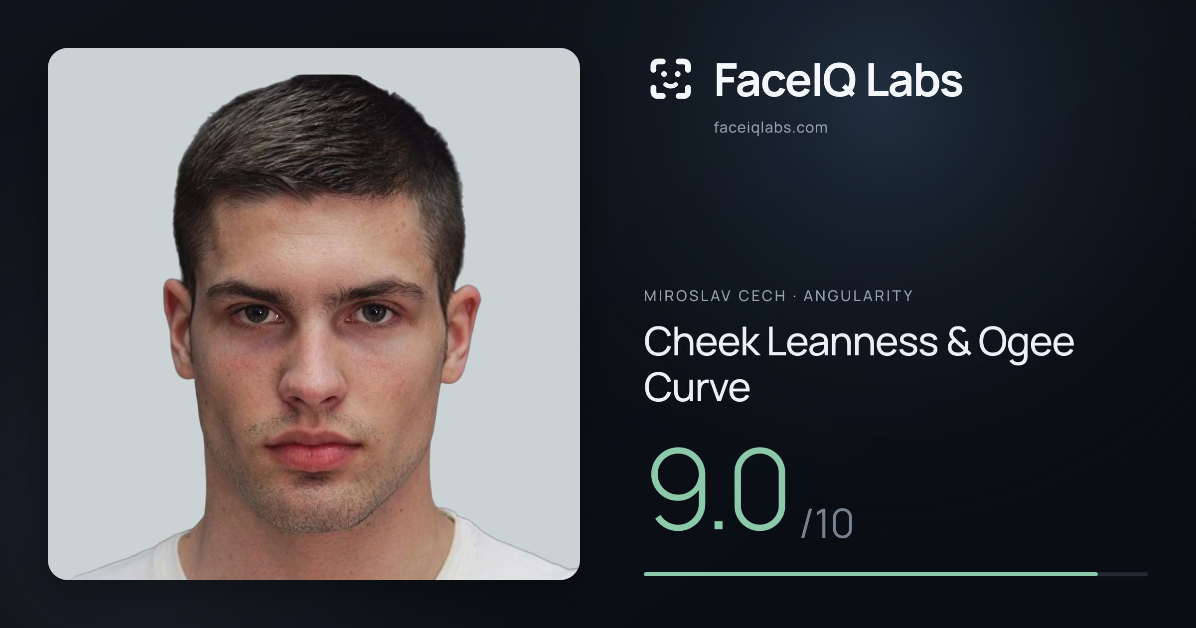 Miroslav Cech Cheek Leanness & Ogee Curve: 9.0/10, drawn on the photo