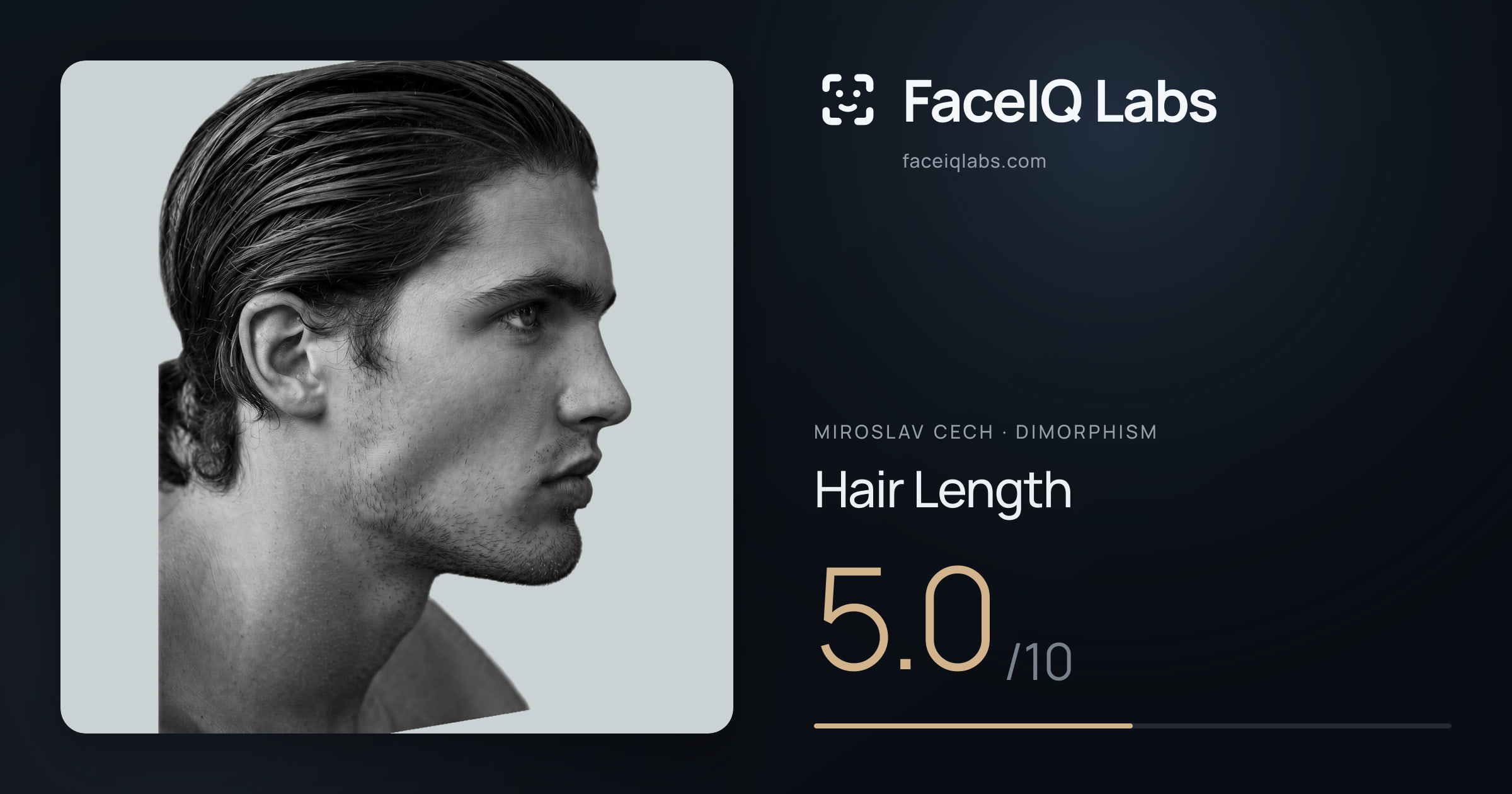 Miroslav Cech Hair Length: 5.0/10, drawn on the photo