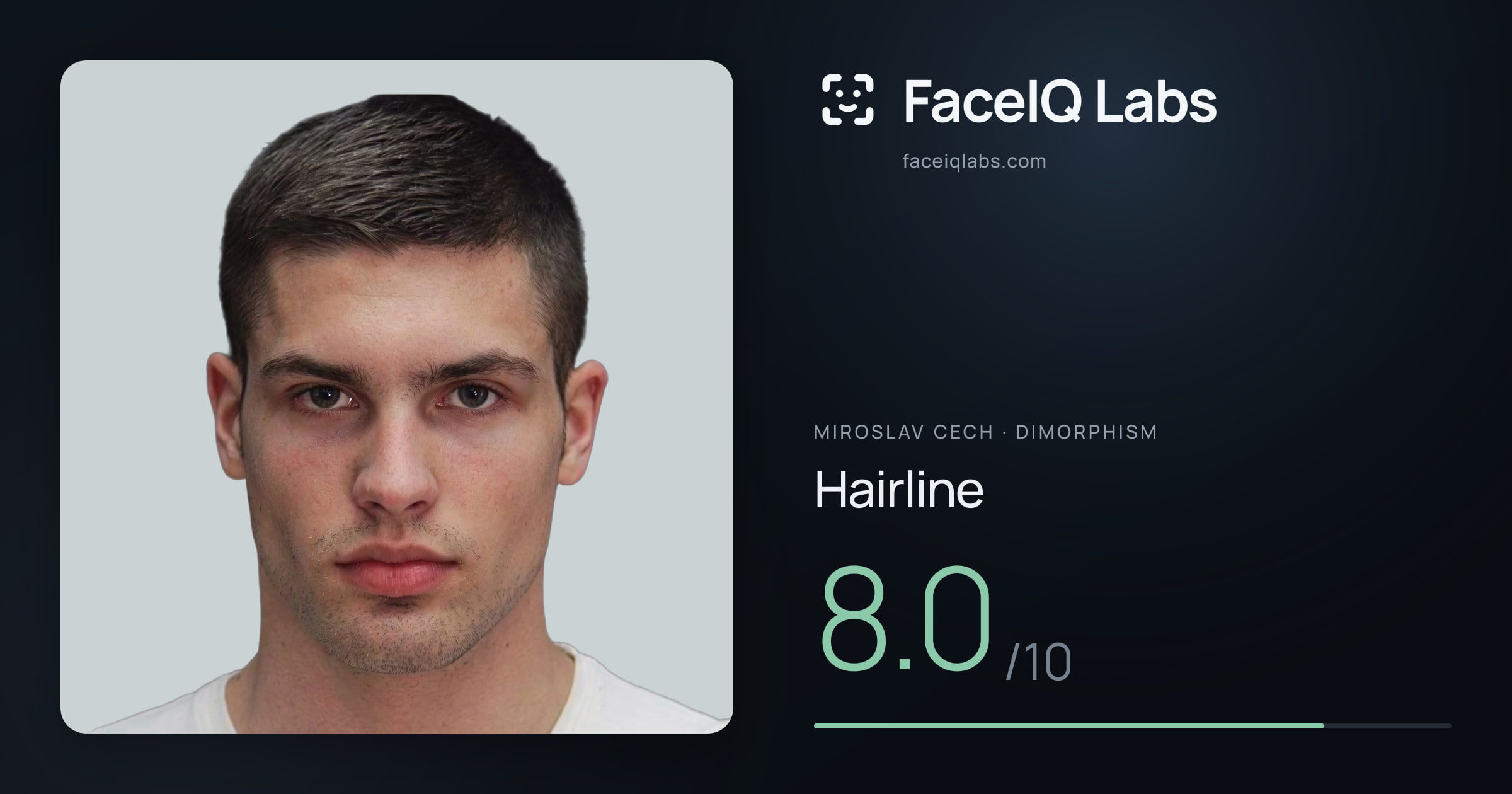 Miroslav Cech Hairline: 8.0/10, drawn on the photo